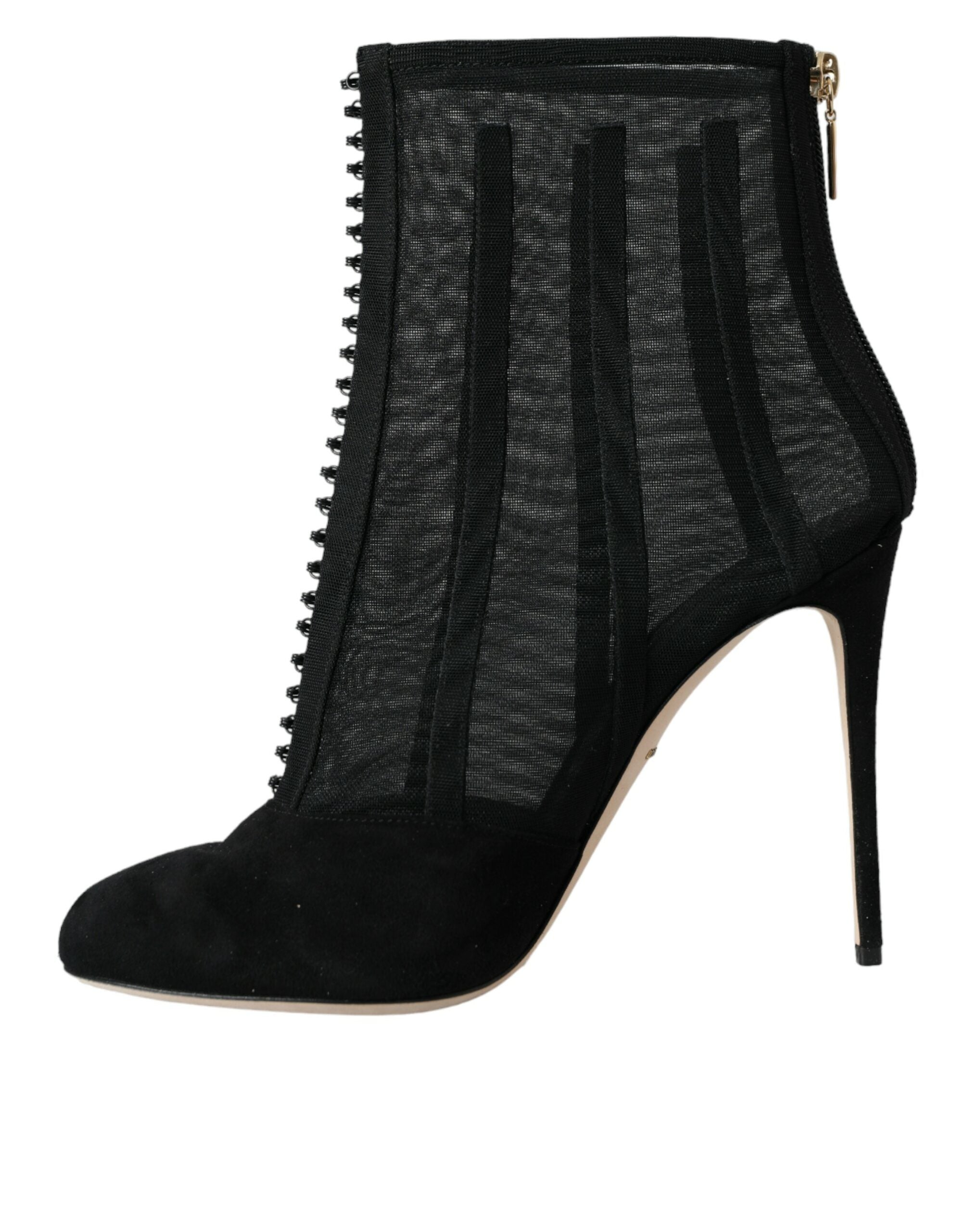 Dolce & Gabbana Black Mesh Stiletto Heels Ankle Boots Shoes LUNESCAPE