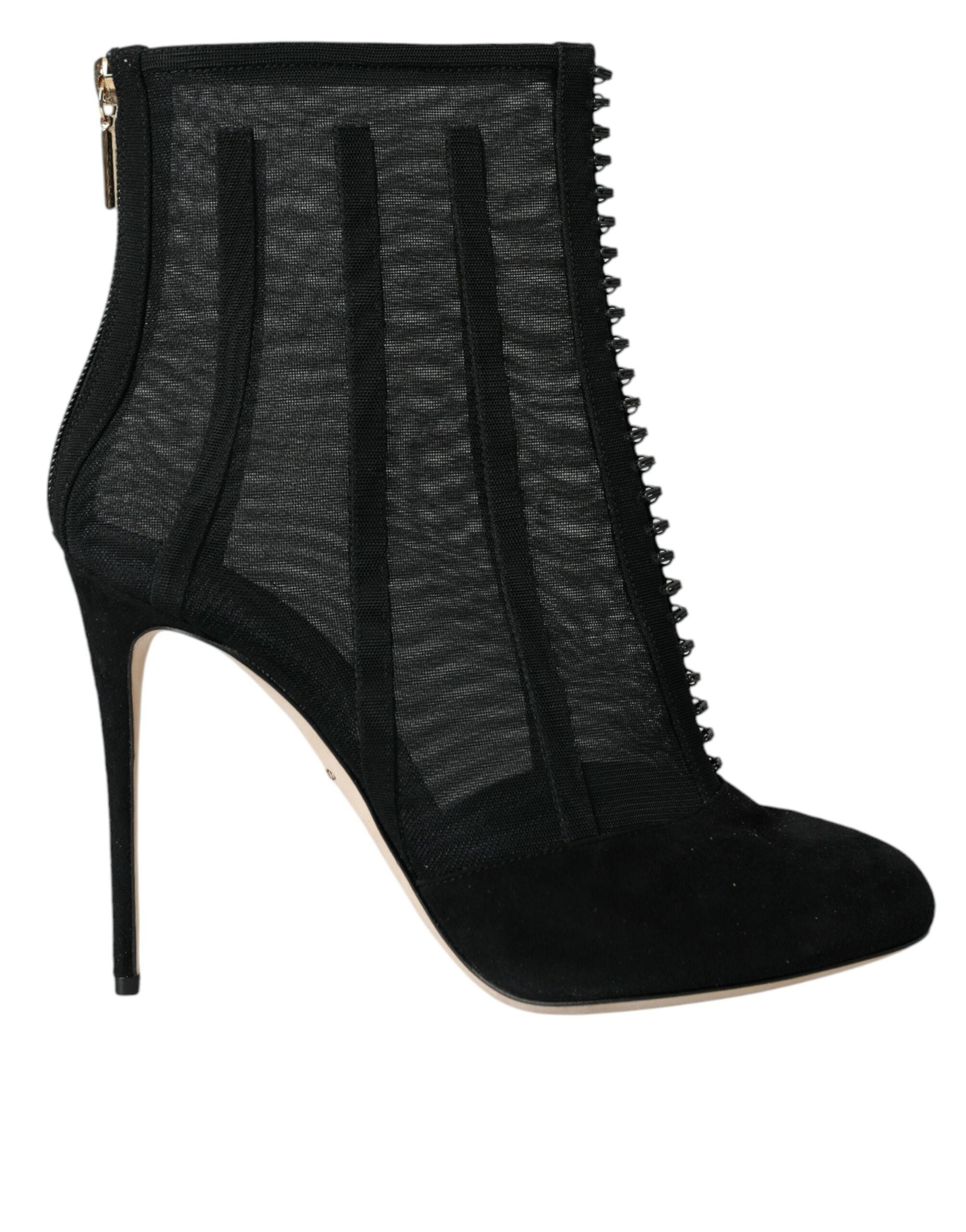 Dolce & Gabbana Black Mesh Stiletto Heels Ankle Boots Shoes LUNESCAPE