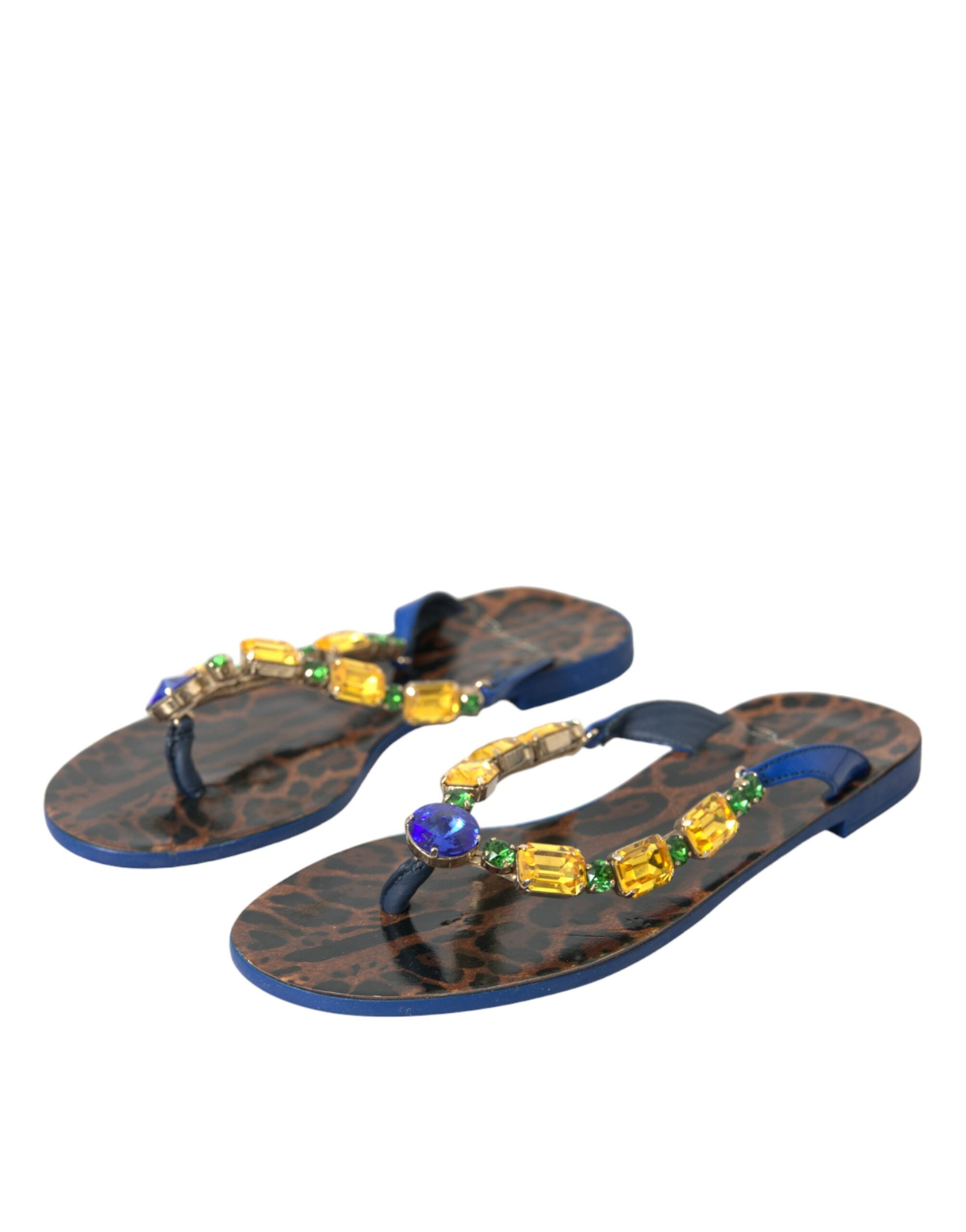Dolce & Gabbana Blue Crystal Calf Leather Beachwear Shoes LUNESCAPE