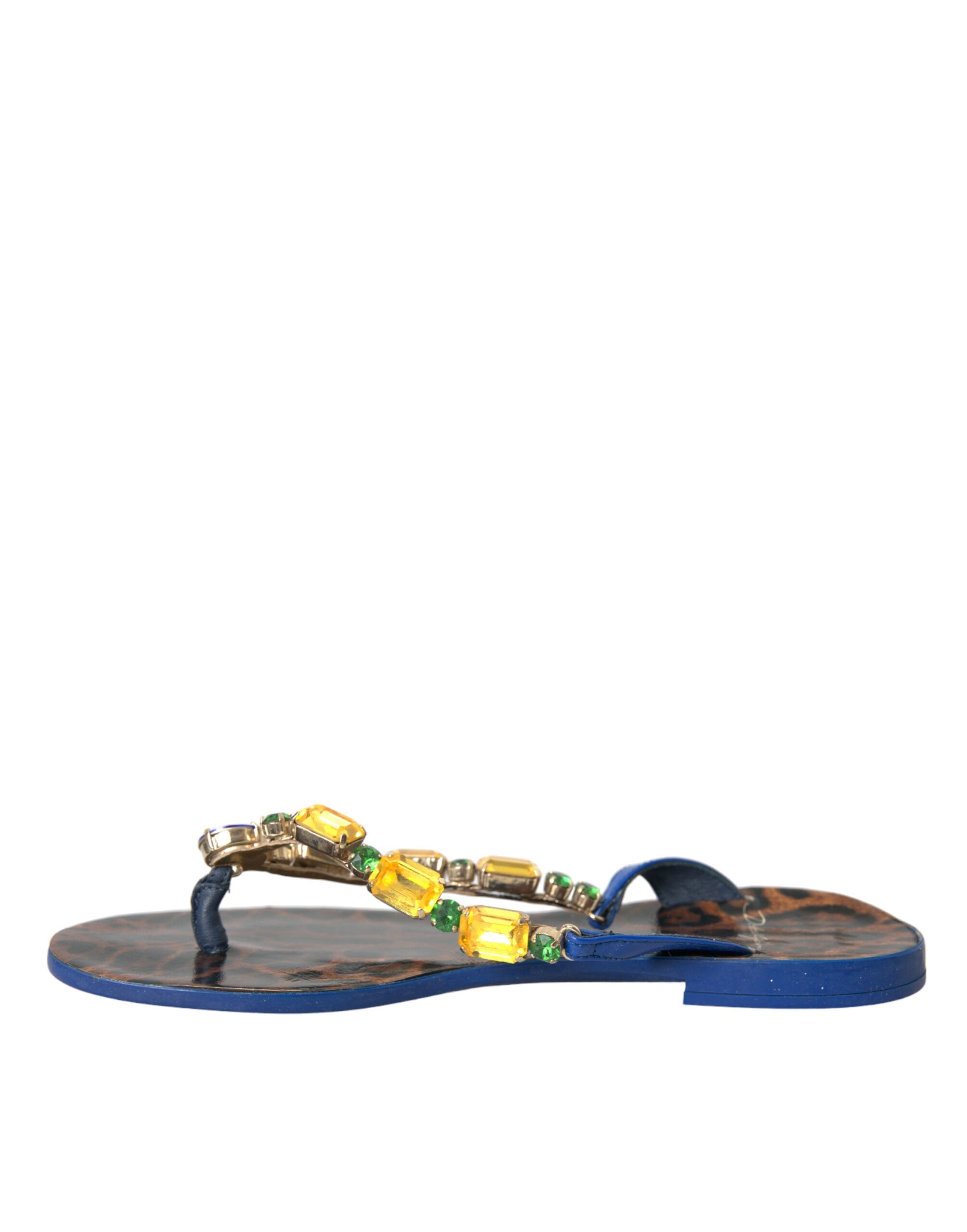 Dolce & Gabbana Blue Crystal Calf Leather Beachwear Shoes LUNESCAPE