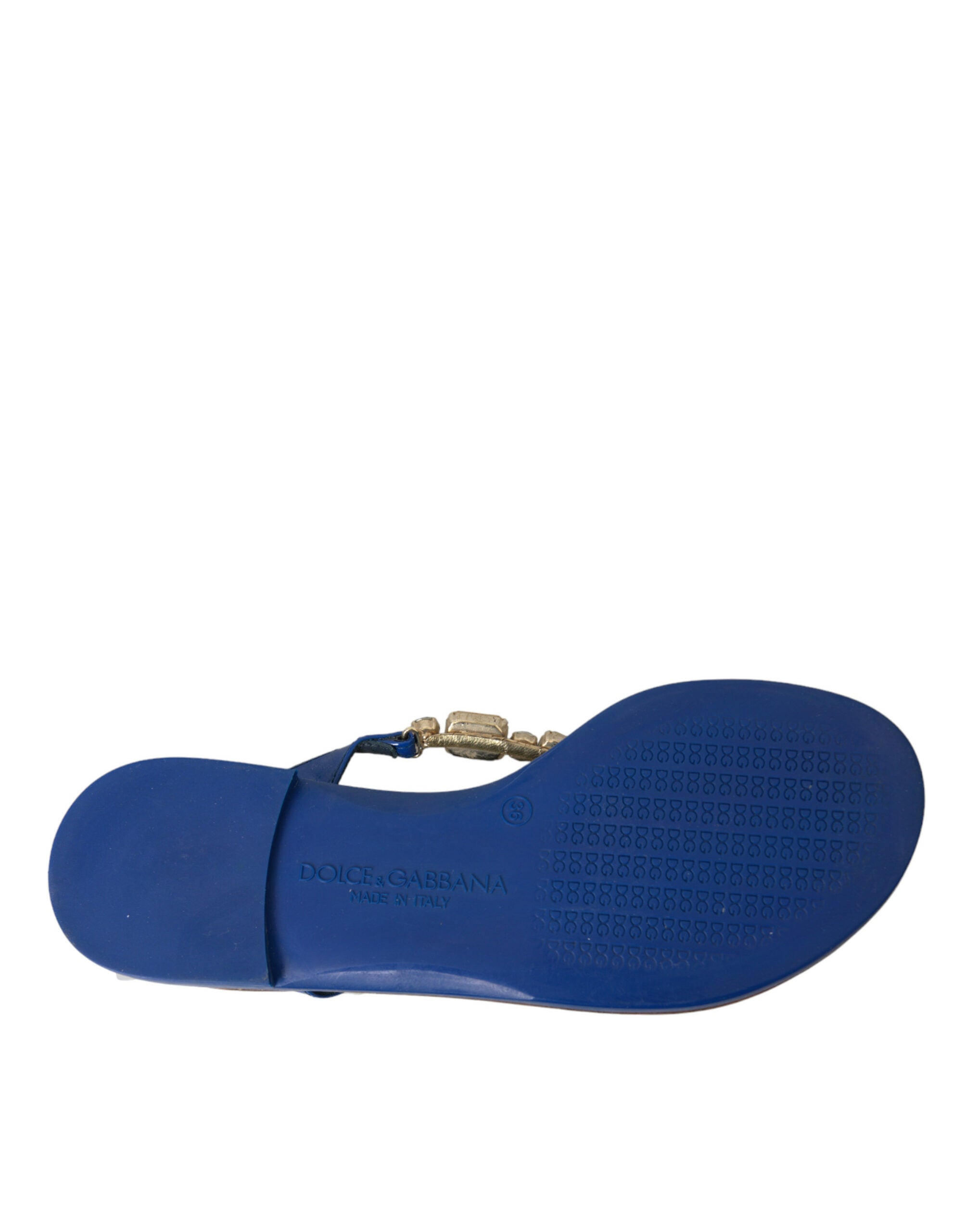 Dolce & Gabbana Blue Crystal Calf Leather Beachwear Shoes LUNESCAPE