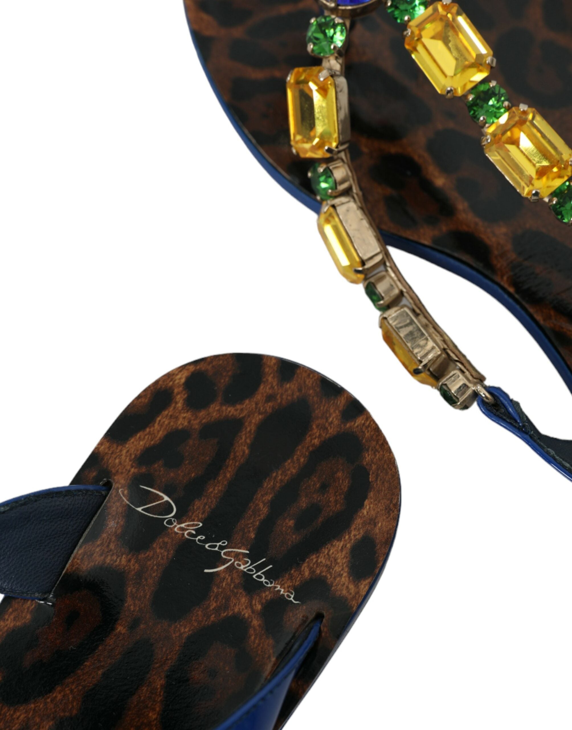 Dolce & Gabbana Blue Crystal Calf Leather Beachwear Shoes LUNESCAPE