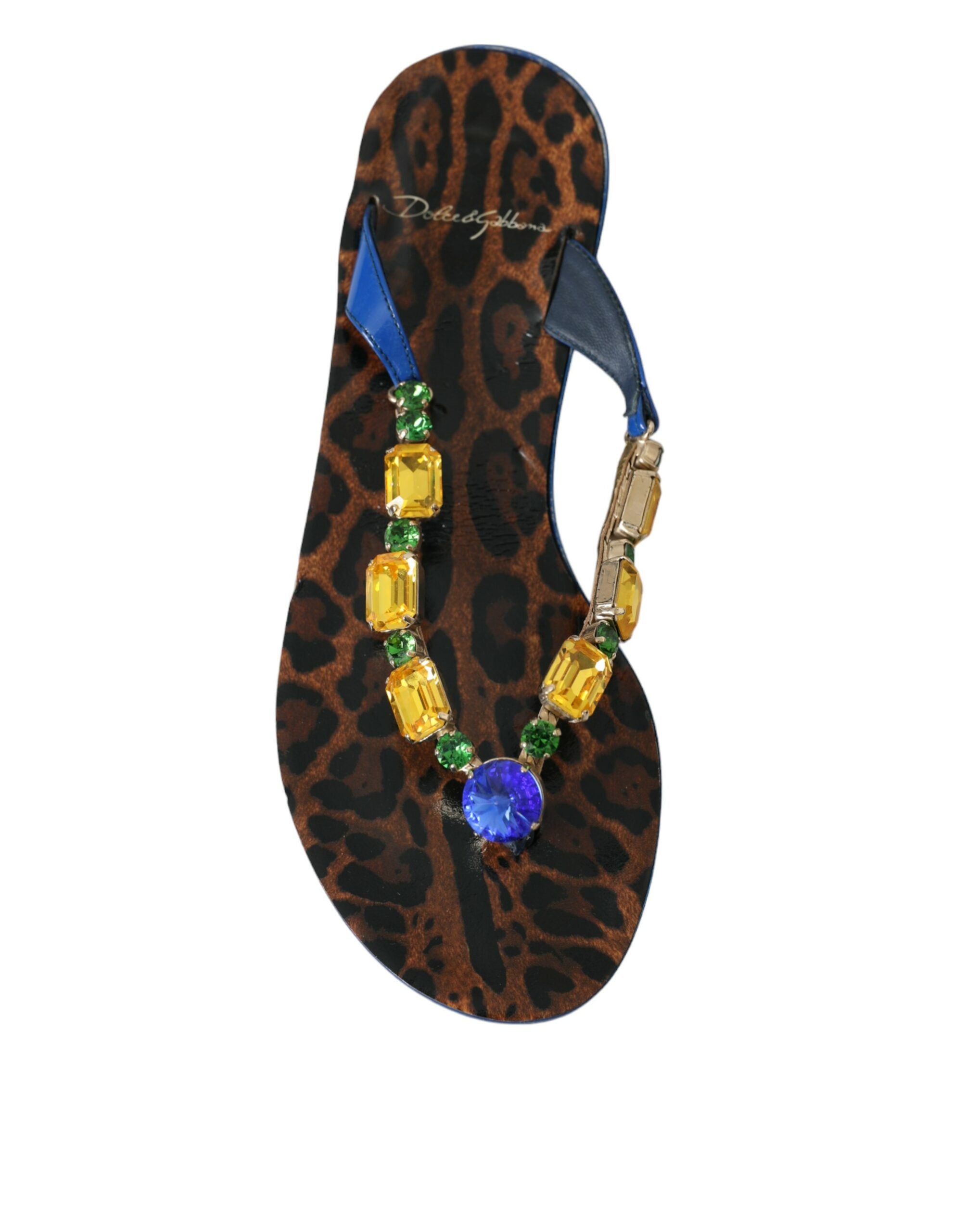 Dolce & Gabbana Blue Crystal Calf Leather Beachwear Shoes LUNESCAPE