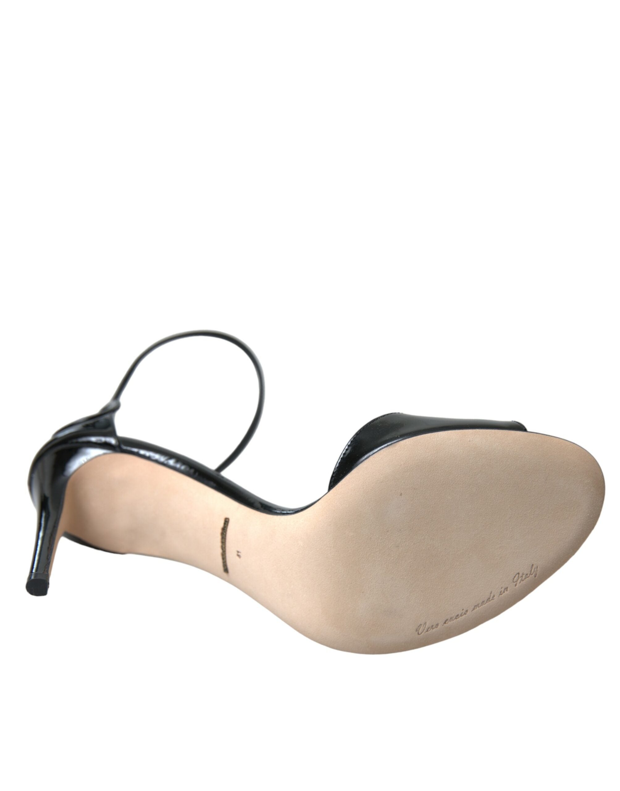 Dolce & Gabbana Black KEIRA Leather Heels Sandals Shoes LUNESCAPE