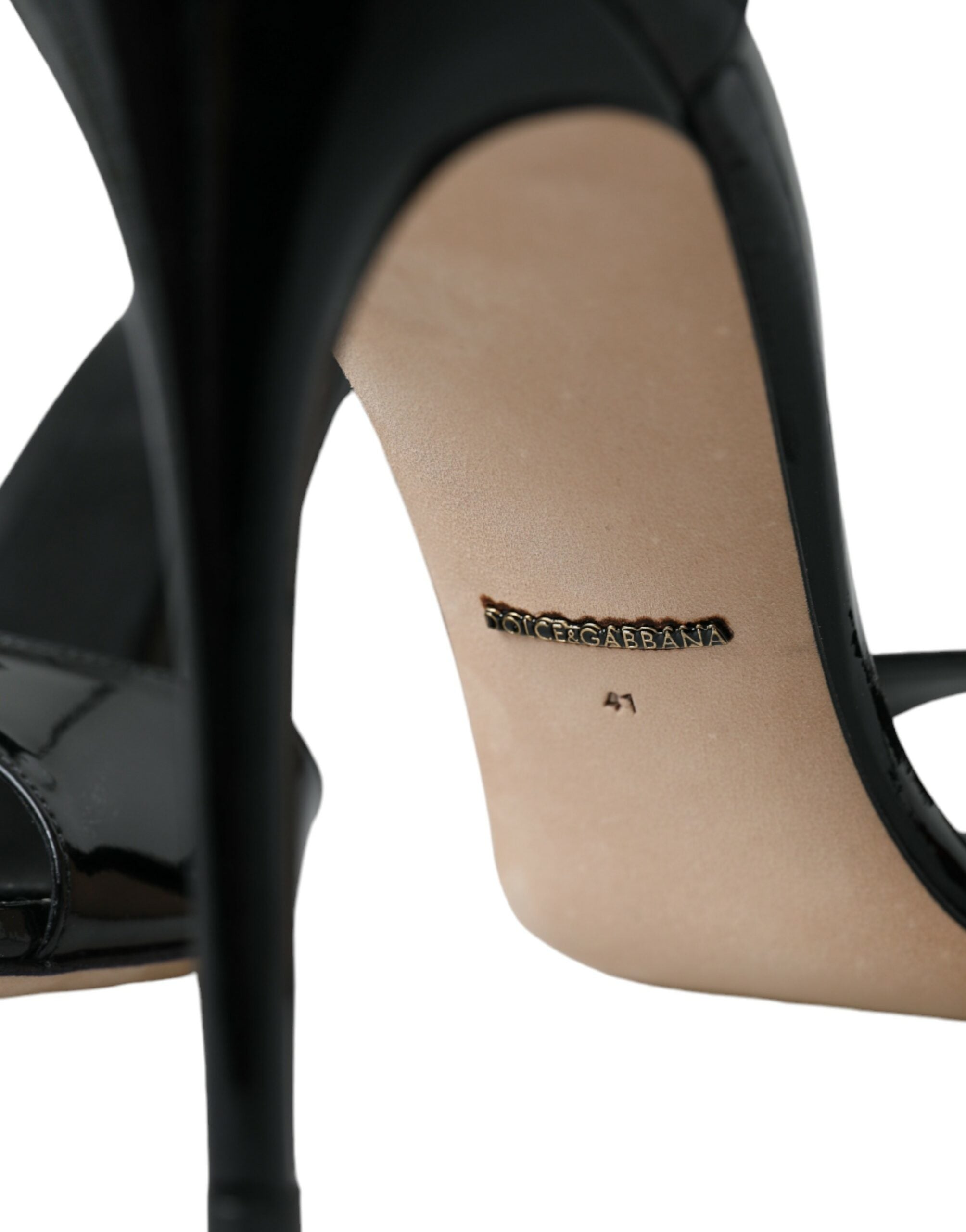 Dolce & Gabbana Black KEIRA Leather Heels Sandals Shoes LUNESCAPE
