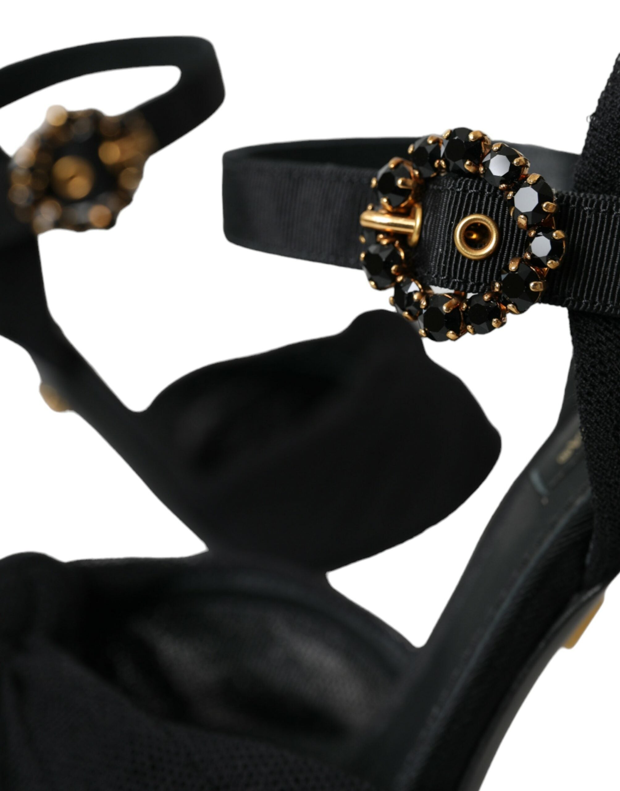 Dolce & Gabbana Black Suede Embellished Heels Sandals Shoes LUNESCAPE