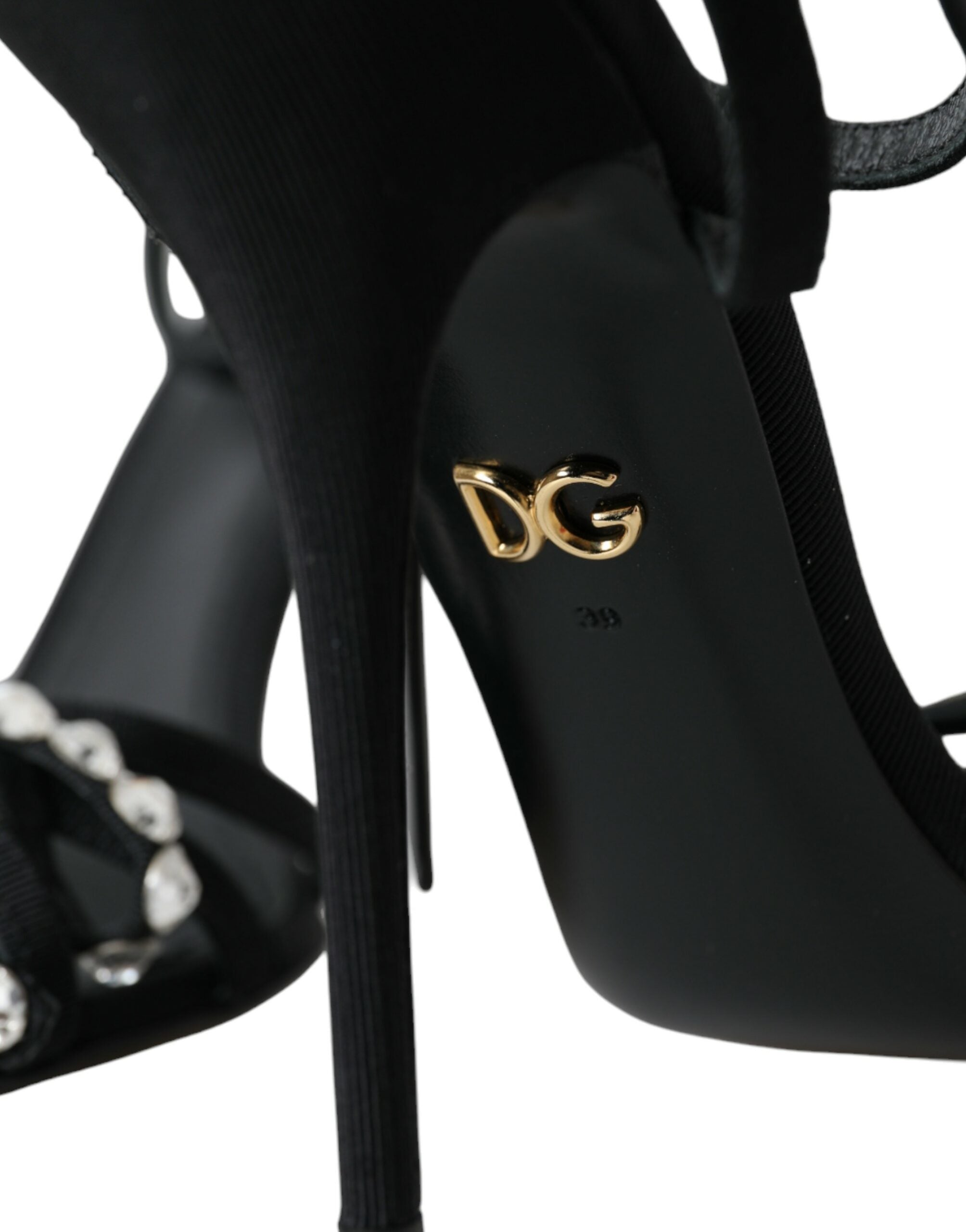 Dolce & Gabbana Black Crystal Bow Heels Sandals Shoes LUNESCAPE