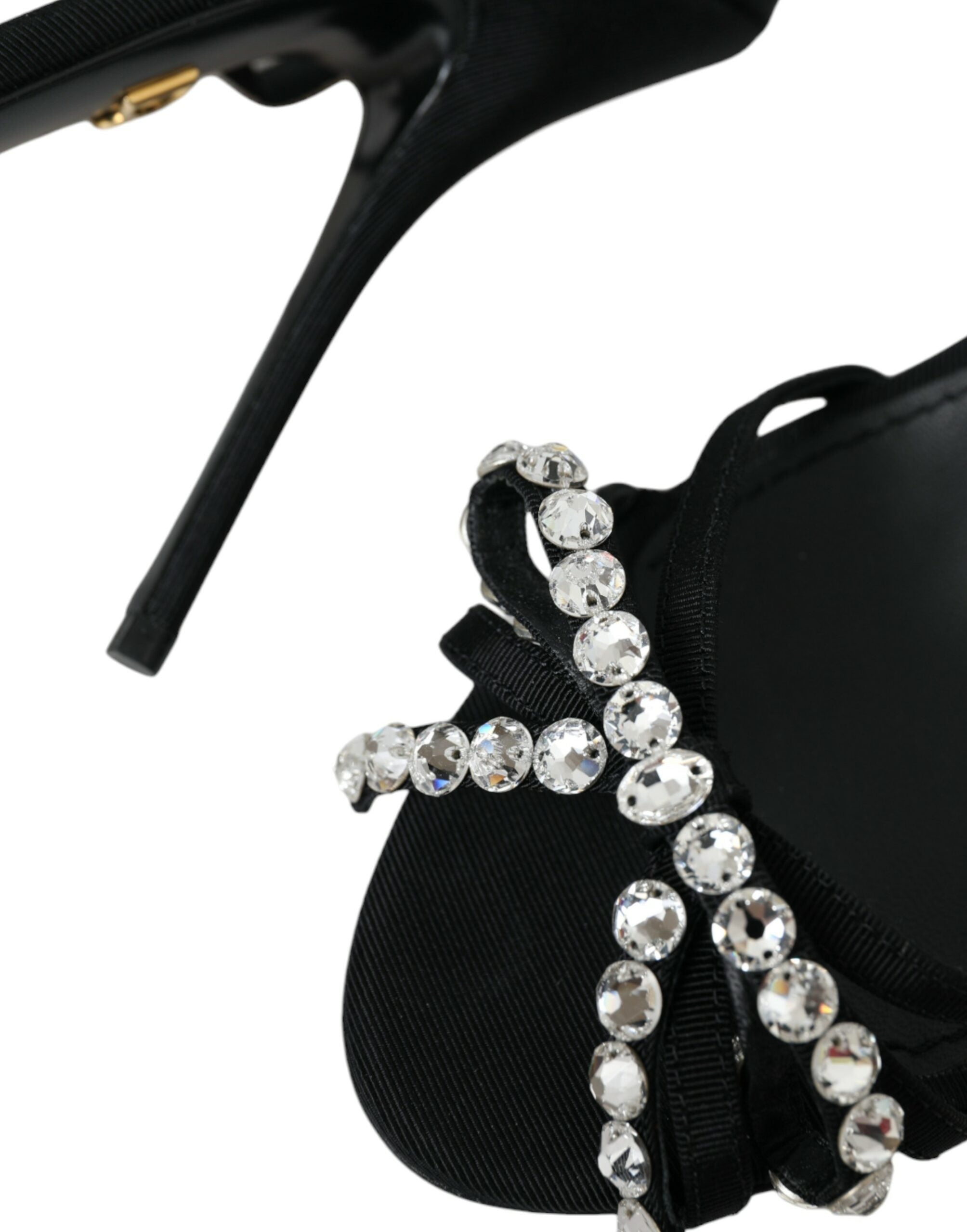 Dolce & Gabbana Black Crystal Bow Heels Sandals Shoes LUNESCAPE