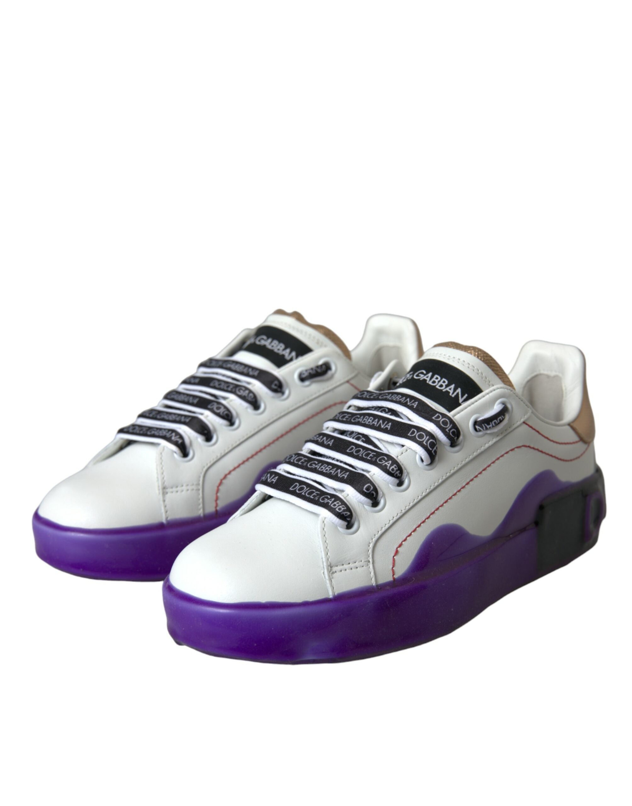 Dolce & Gabbana White Leather Portofino Low Top Sneakers Shoes LUNESCAPE