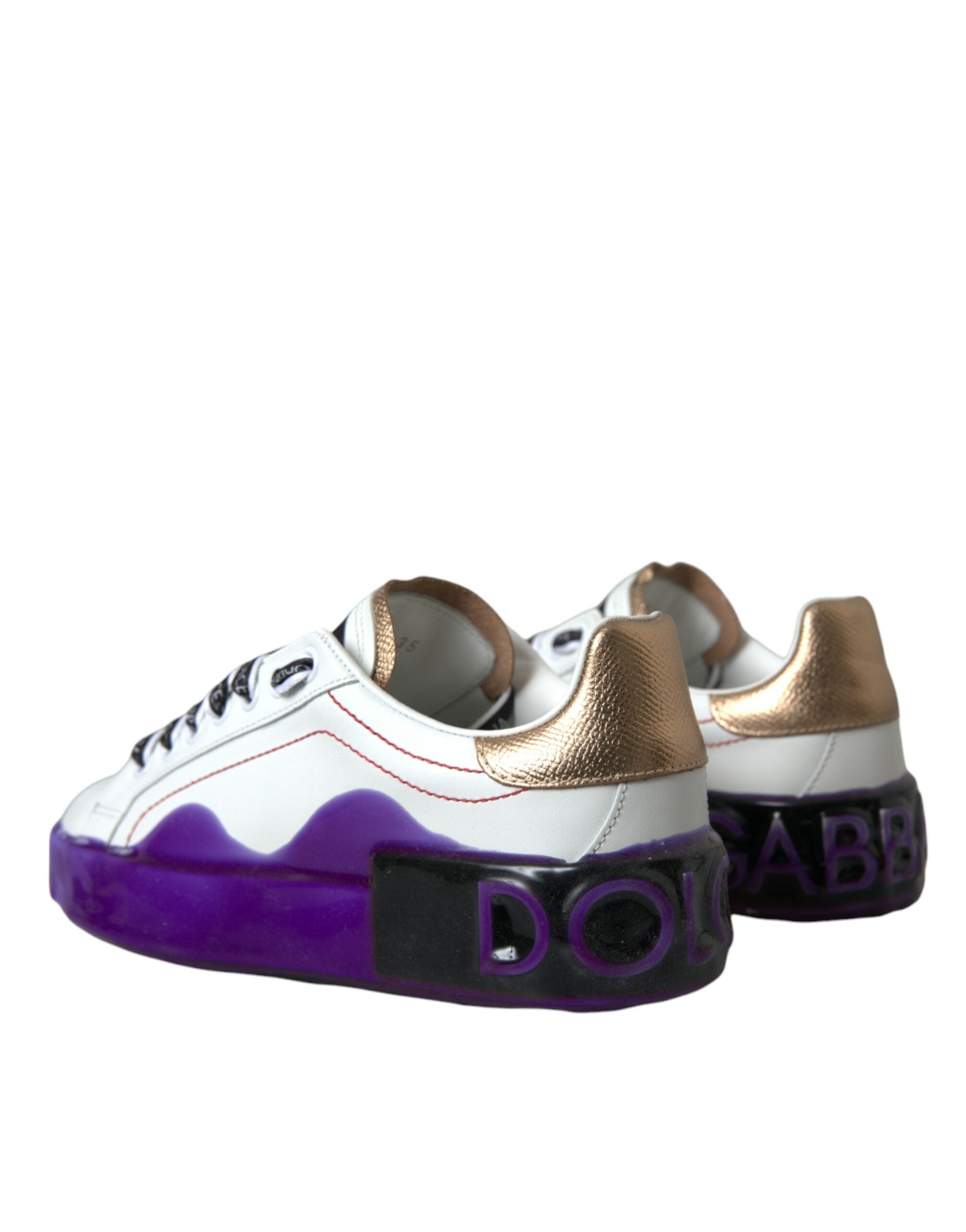 Dolce & Gabbana White Leather Portofino Low Top Sneakers Shoes LUNESCAPE