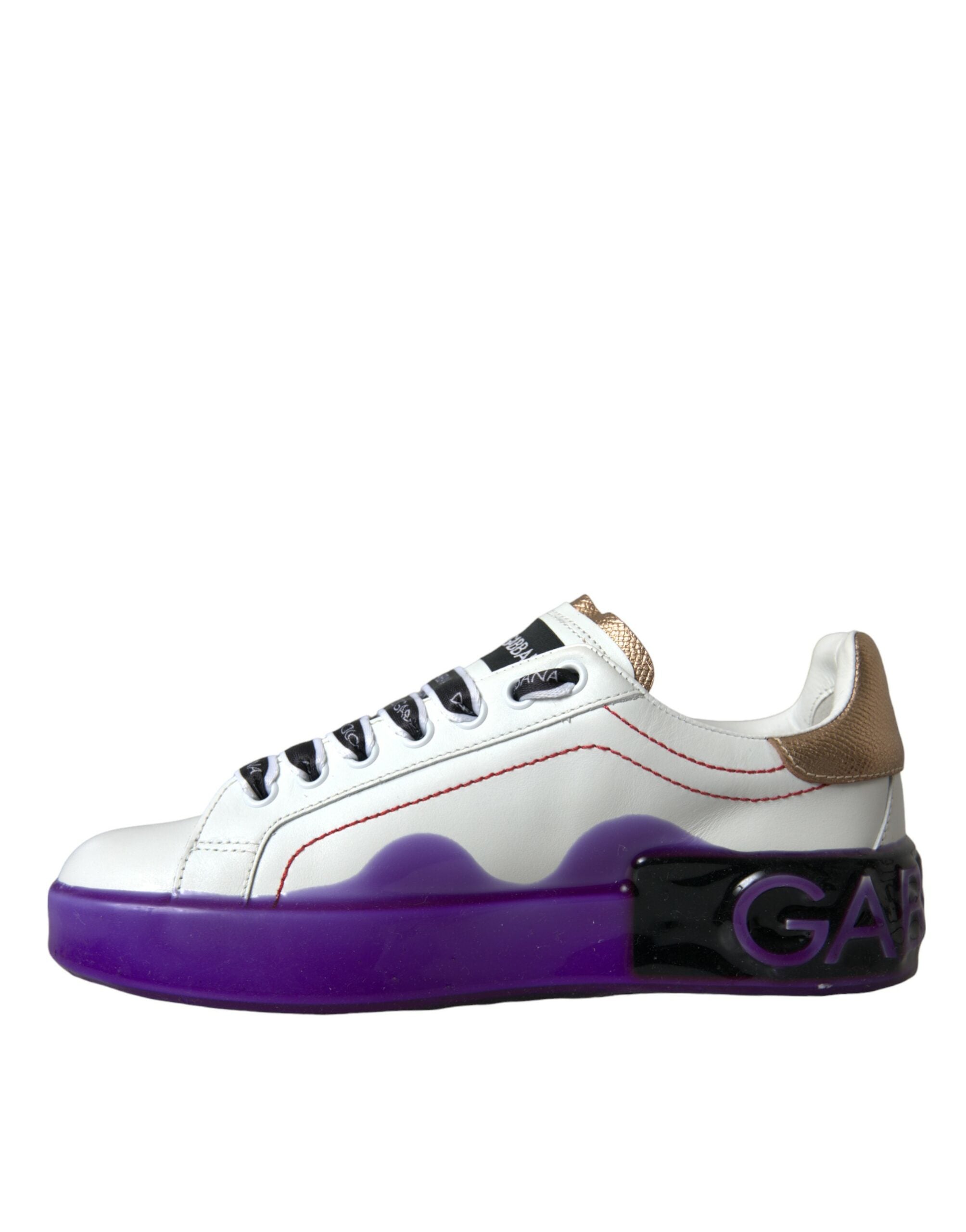 Dolce & Gabbana White Leather Portofino Low Top Sneakers Shoes LUNESCAPE