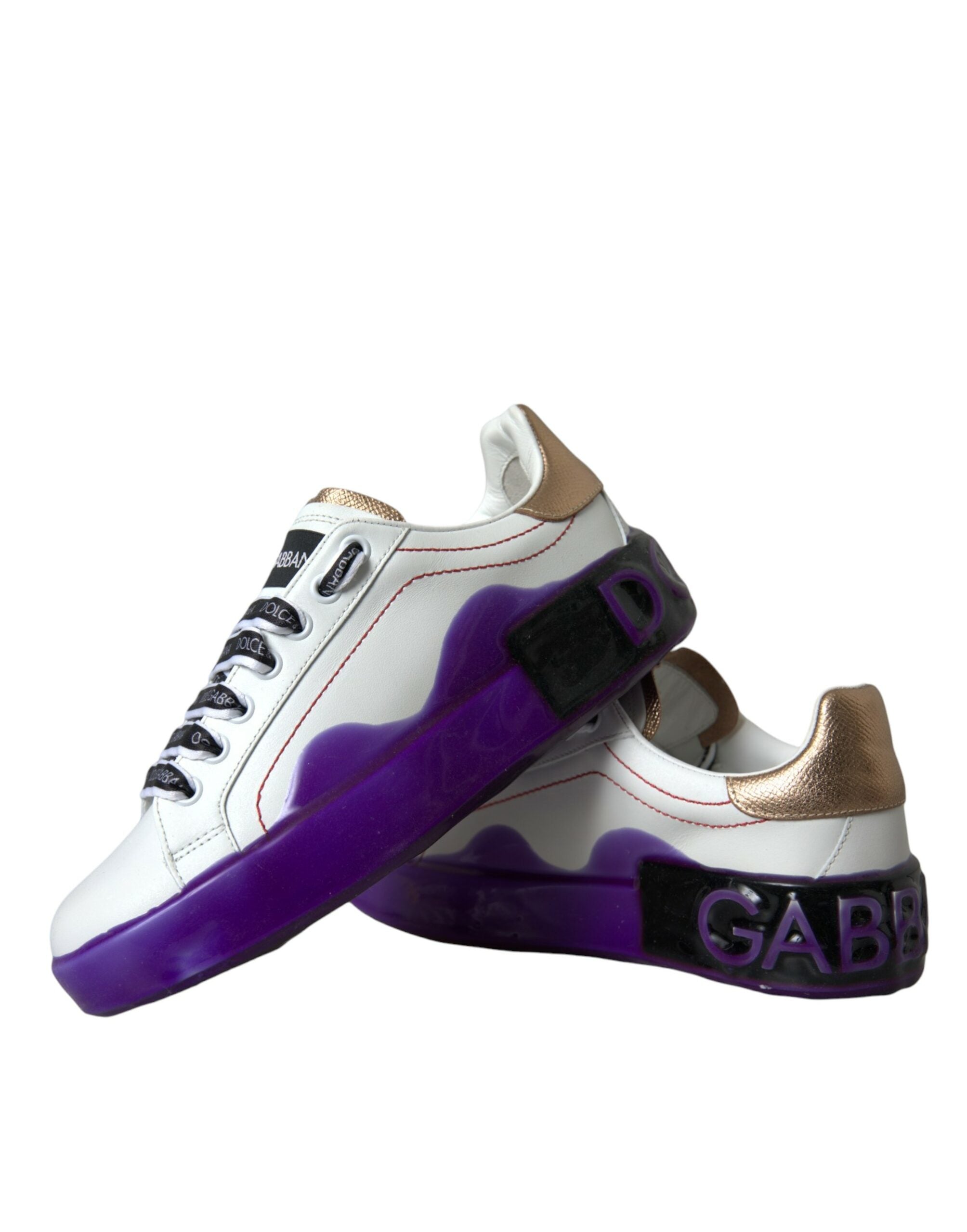 Dolce & Gabbana White Leather Portofino Low Top Sneakers Shoes LUNESCAPE