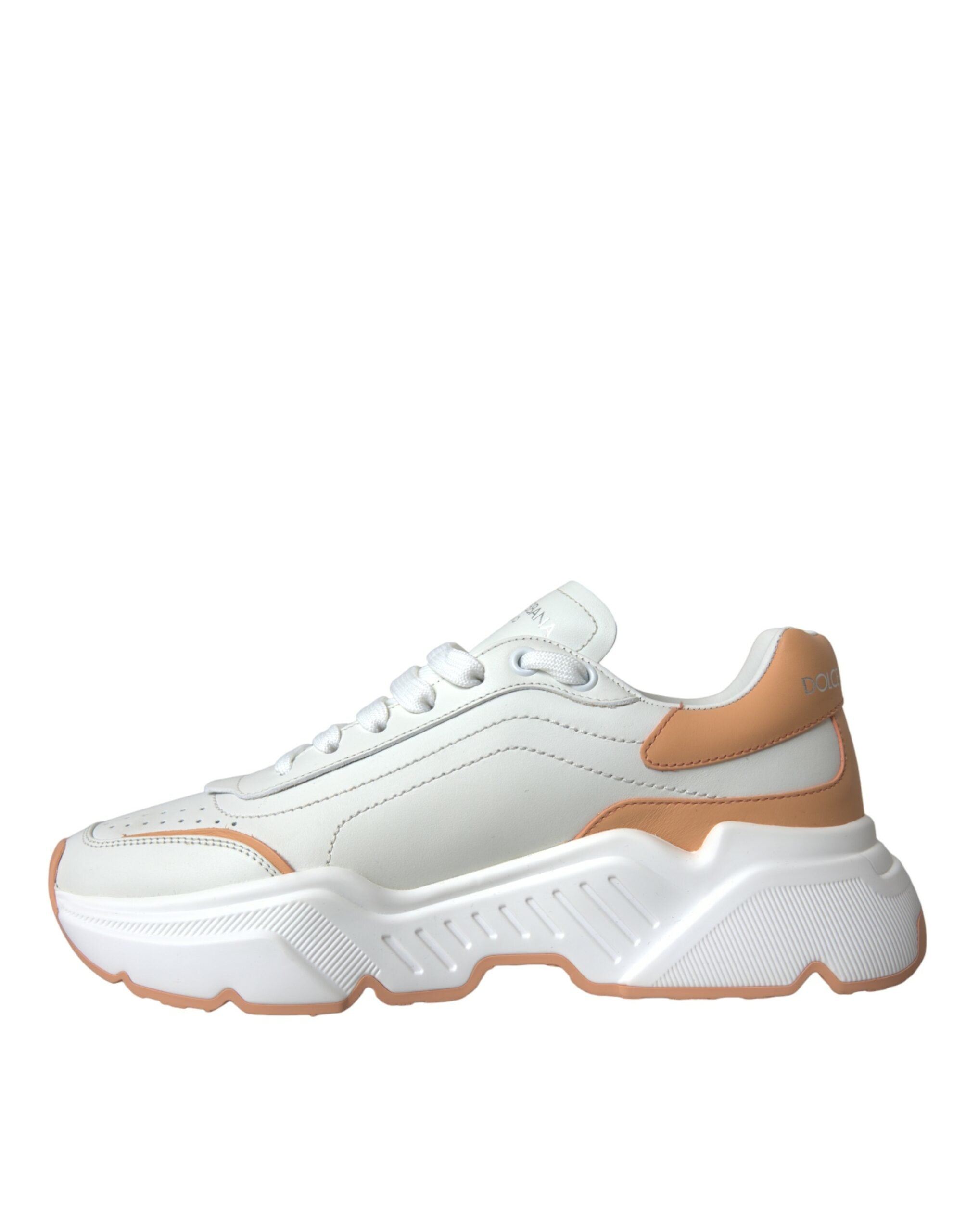 Dolce & Gabbana White Peach DAYMASTER Leather Sneakers Shoes LUNESCAPE
