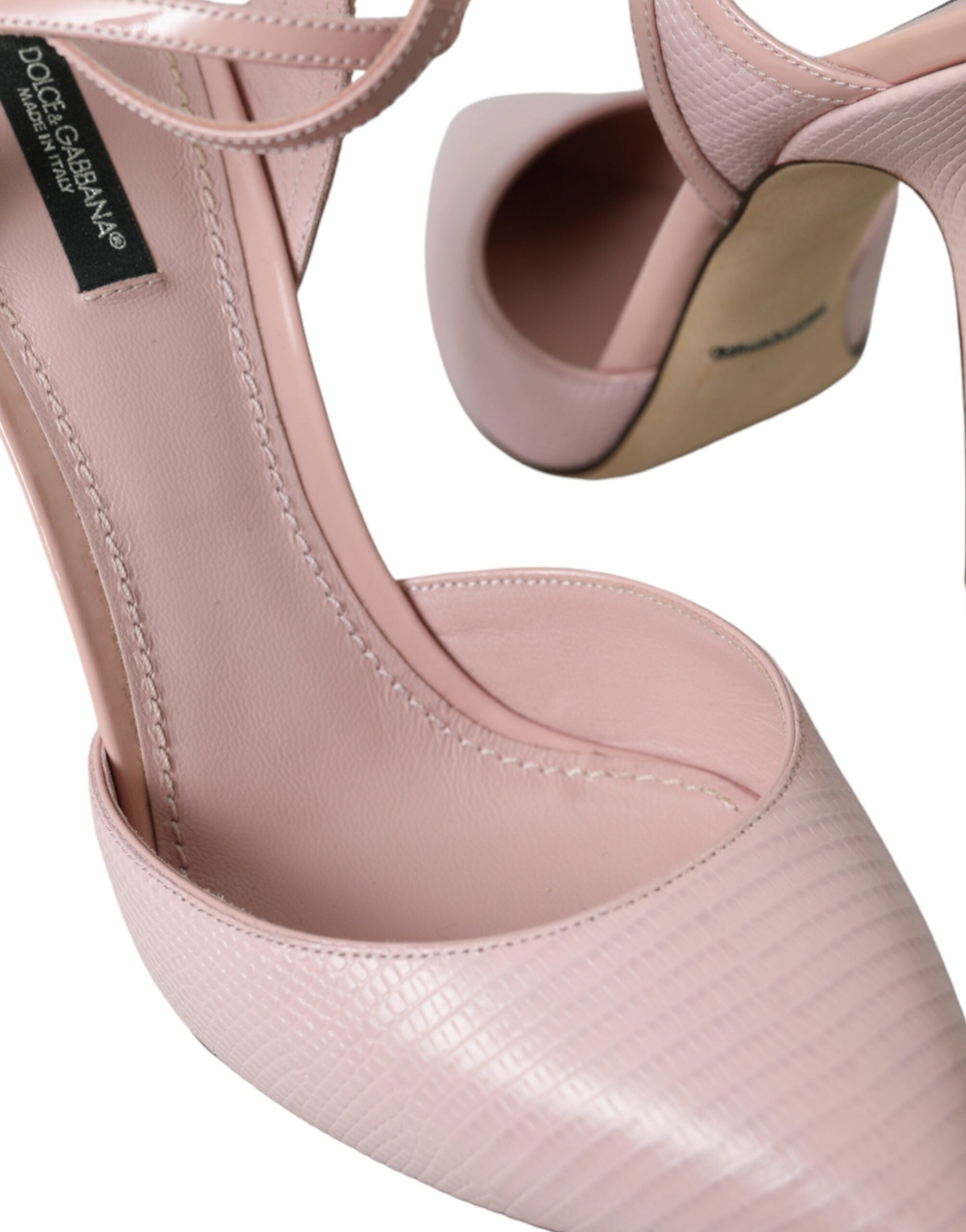 Dolce & Gabbana Pink Leather Ankle Strap Heels Pumps Shoes LUNESCAPE