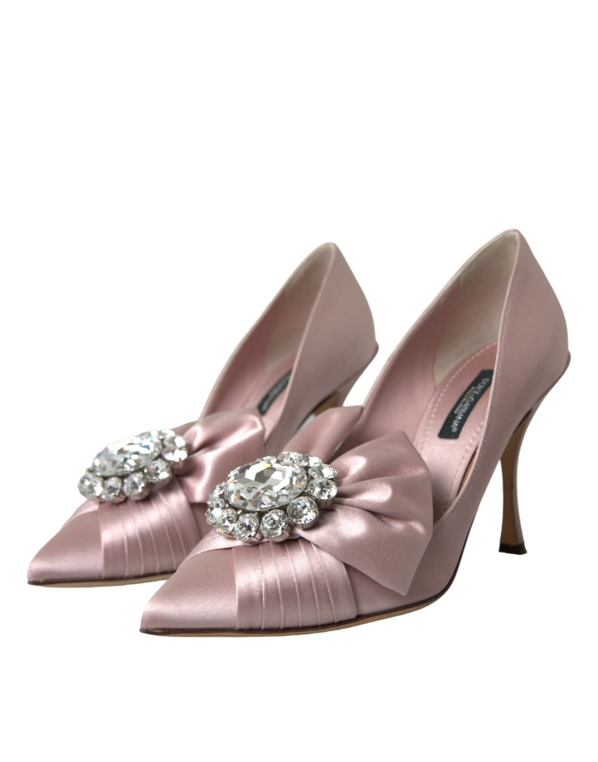 Dolce & Gabbana Pink Satin Crystal High Heels Pumps Shoes LUNESCAPE