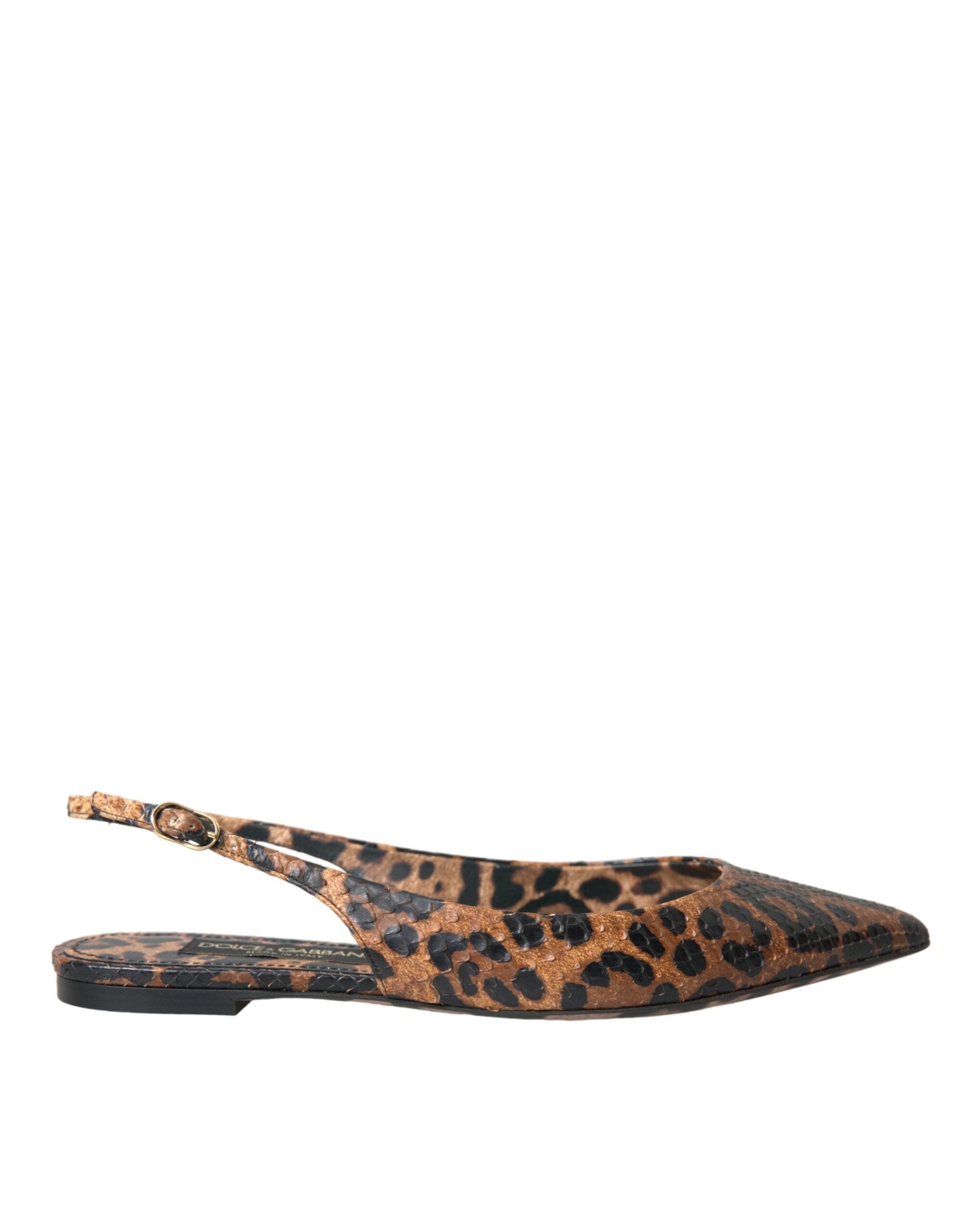 Dolce & Gabbana Brown Leopard Exotic Skin Slingback Shoes LUNESCAPE