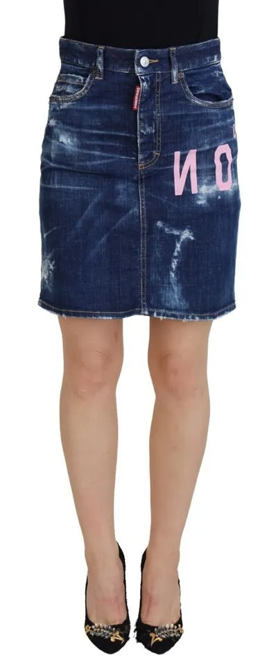 Dsquared² Blue Icon High Waist Denim Mini Boston Jean Skirt LUNESCAPE
