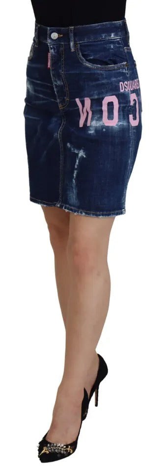 Dsquared² Blue Icon High Waist Denim Mini Boston Jean Skirt LUNESCAPE