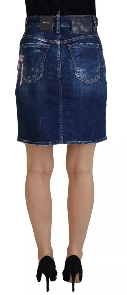 Dsquared² Blue Icon High Waist Denim Mini Boston Jean Skirt LUNESCAPE