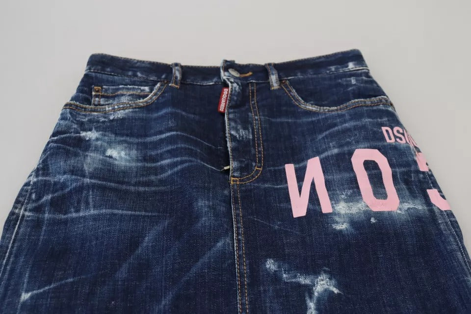 Dsquared² Blue Icon High Waist Denim Mini Boston Jean Skirt LUNESCAPE