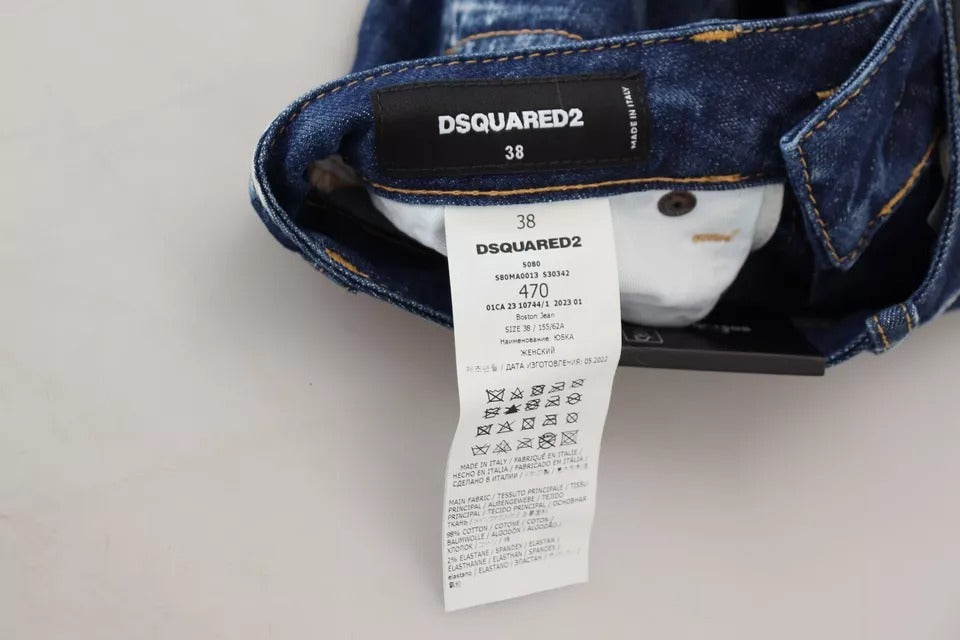 Dsquared² Blue Icon High Waist Denim Mini Boston Jean Skirt LUNESCAPE