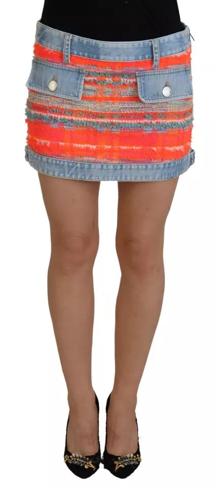 Dsquared² Multicolor Low Waist A-line Denim Skirt LUNESCAPE