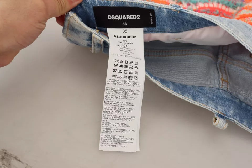 Dsquared² Multicolor Low Waist A-line Denim Skirt LUNESCAPE