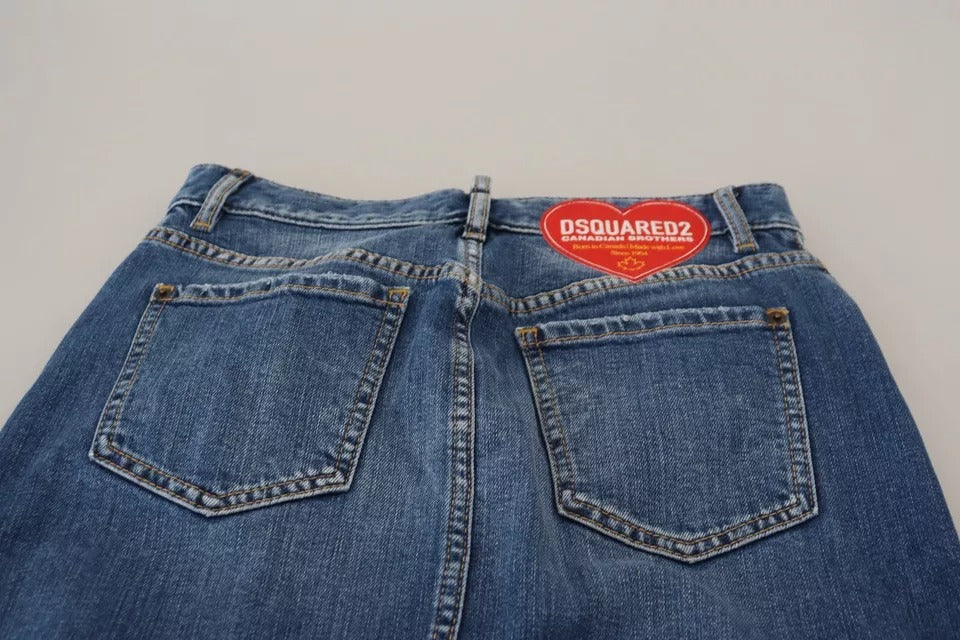 Dsquared² Blue Distressed High Waist Pencil Cut Denim Skirt LUNESCAPE