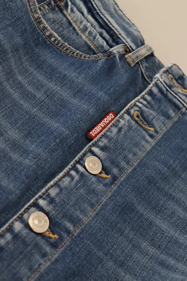 Dsquared² Blue Distressed High Waist Pencil Cut Denim Skirt LUNESCAPE