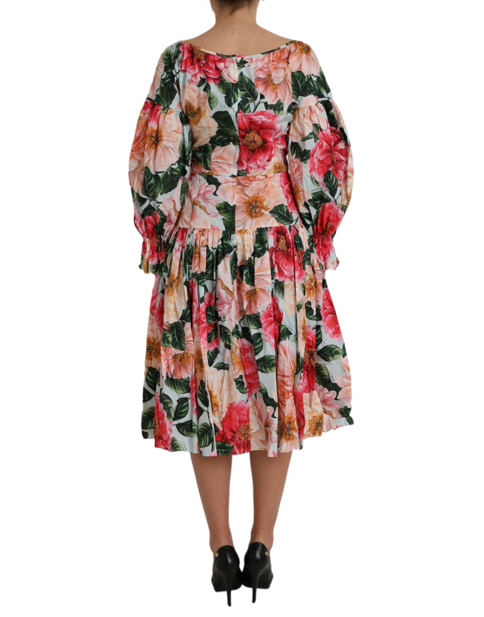 Dolce & Gabbana Multicolor Floral CottonAline Pleated Dress LUNESCAPE