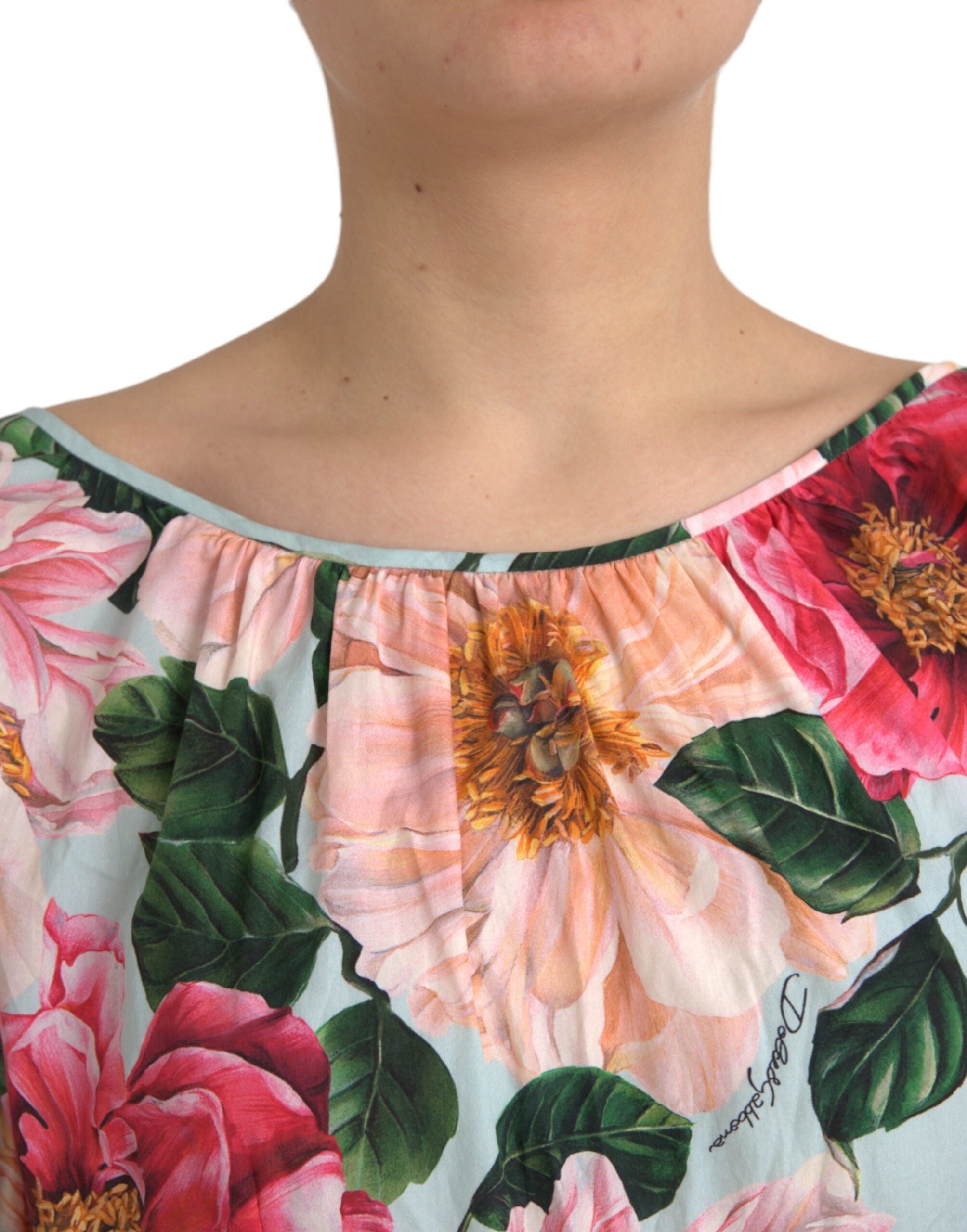 Dolce & Gabbana Multicolor Floral CottonAline Pleated Dress LUNESCAPE