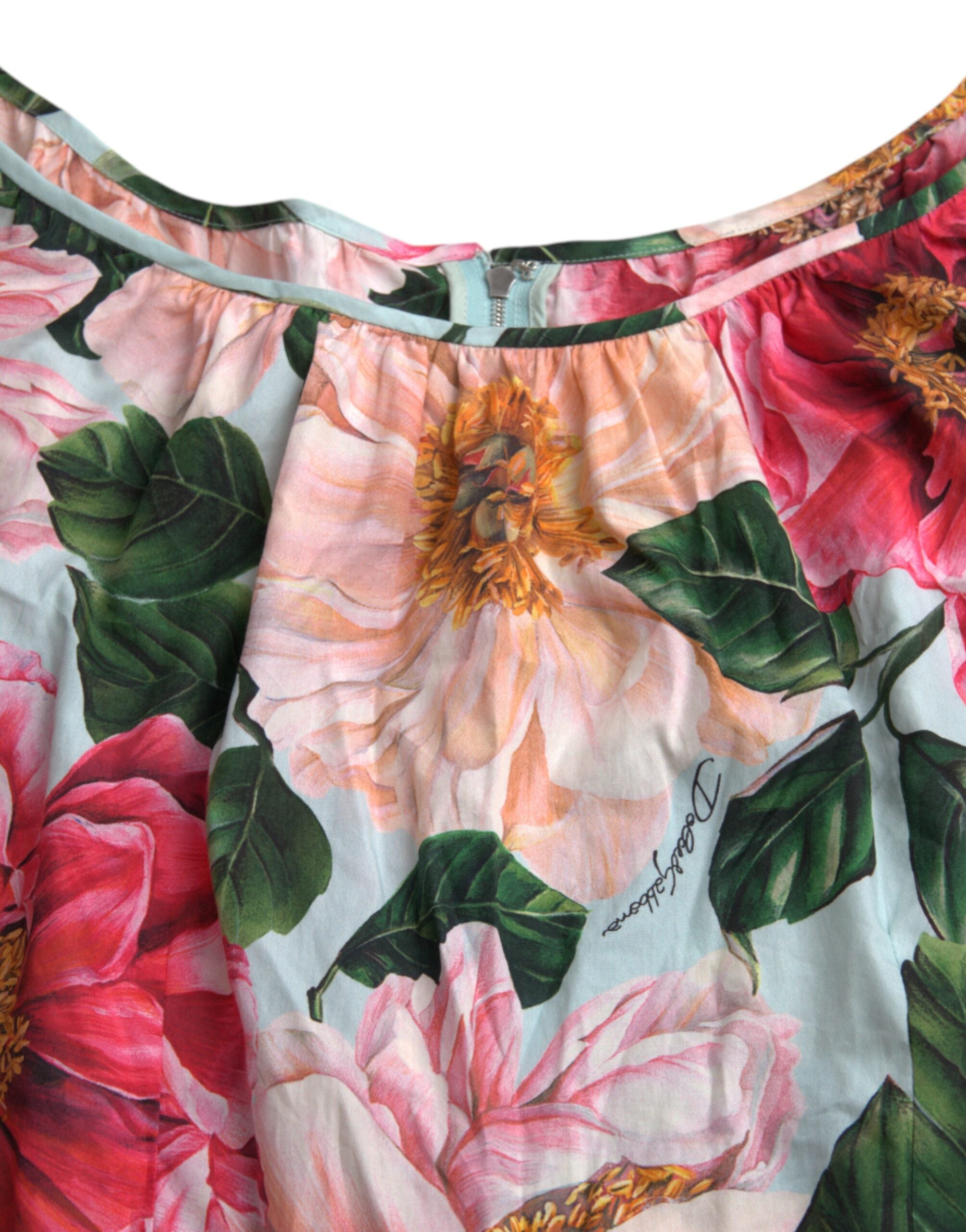 Dolce & Gabbana Multicolor Floral CottonAline Pleated Dress LUNESCAPE