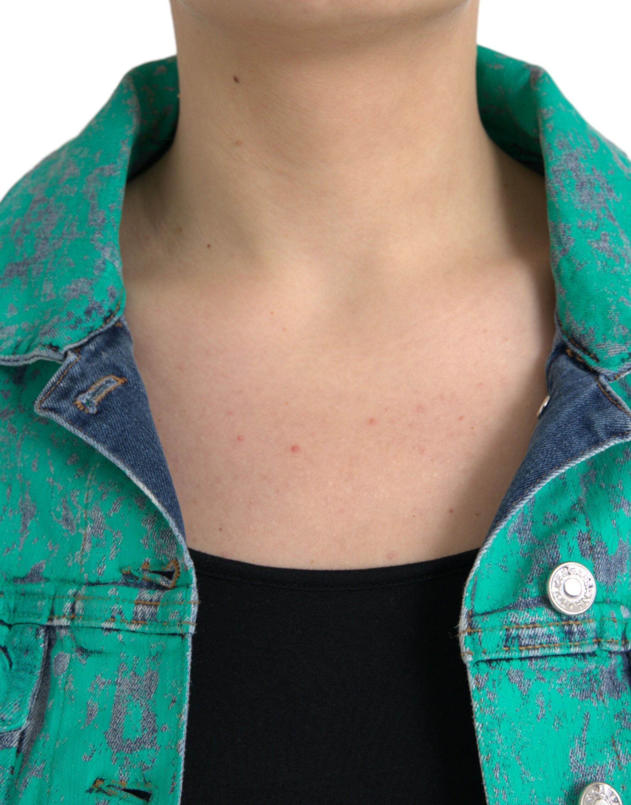 Dolce & Gabbana Green Cotton Tie Dye Cropped Cropped Denim Jacket LUNESCAPE