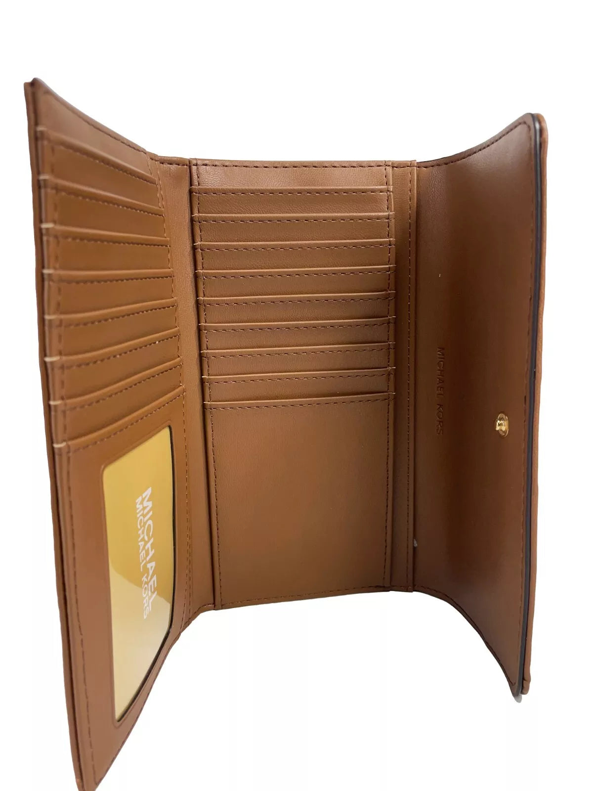 Michael Kors Jet Set Travel Large Quilted Leather Trifold Wallet Brown LUNESCAPE