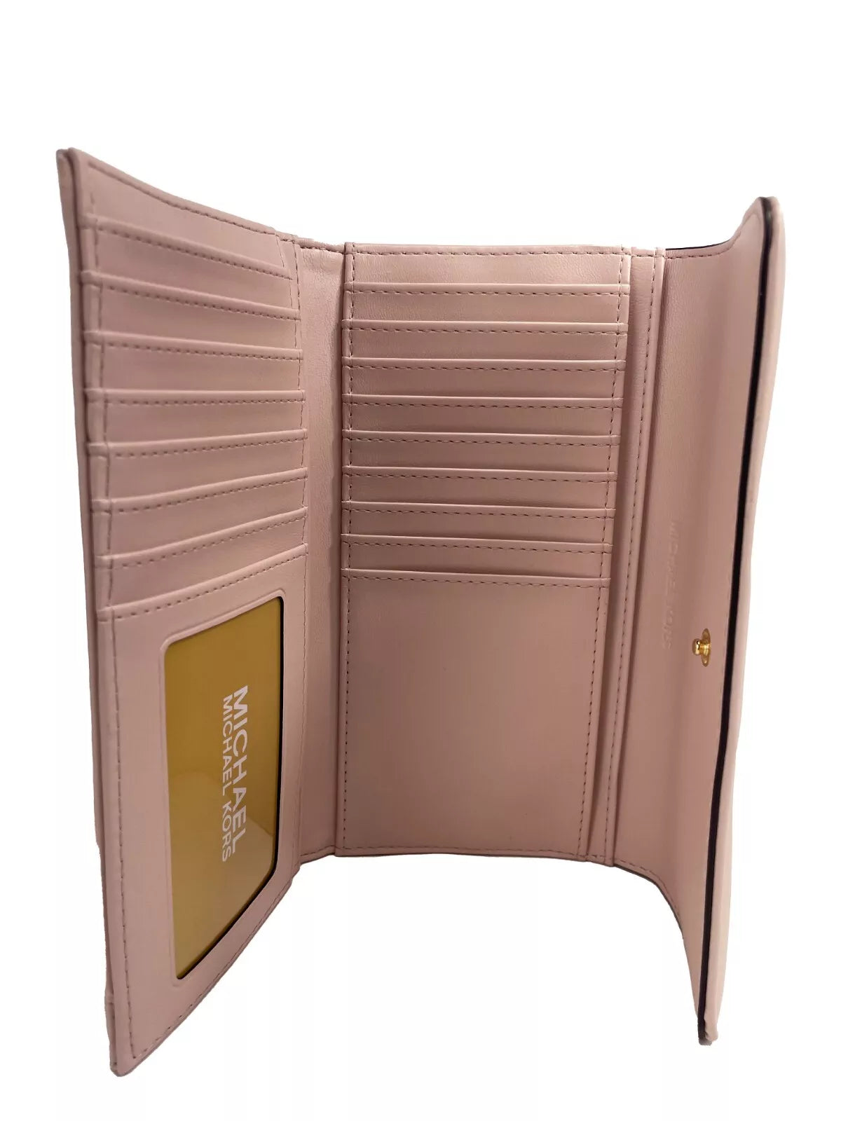 Michael Kors Jet Set Travel Large Quilted Leather Trifold Wallet Powder Blush LUNESCAPE