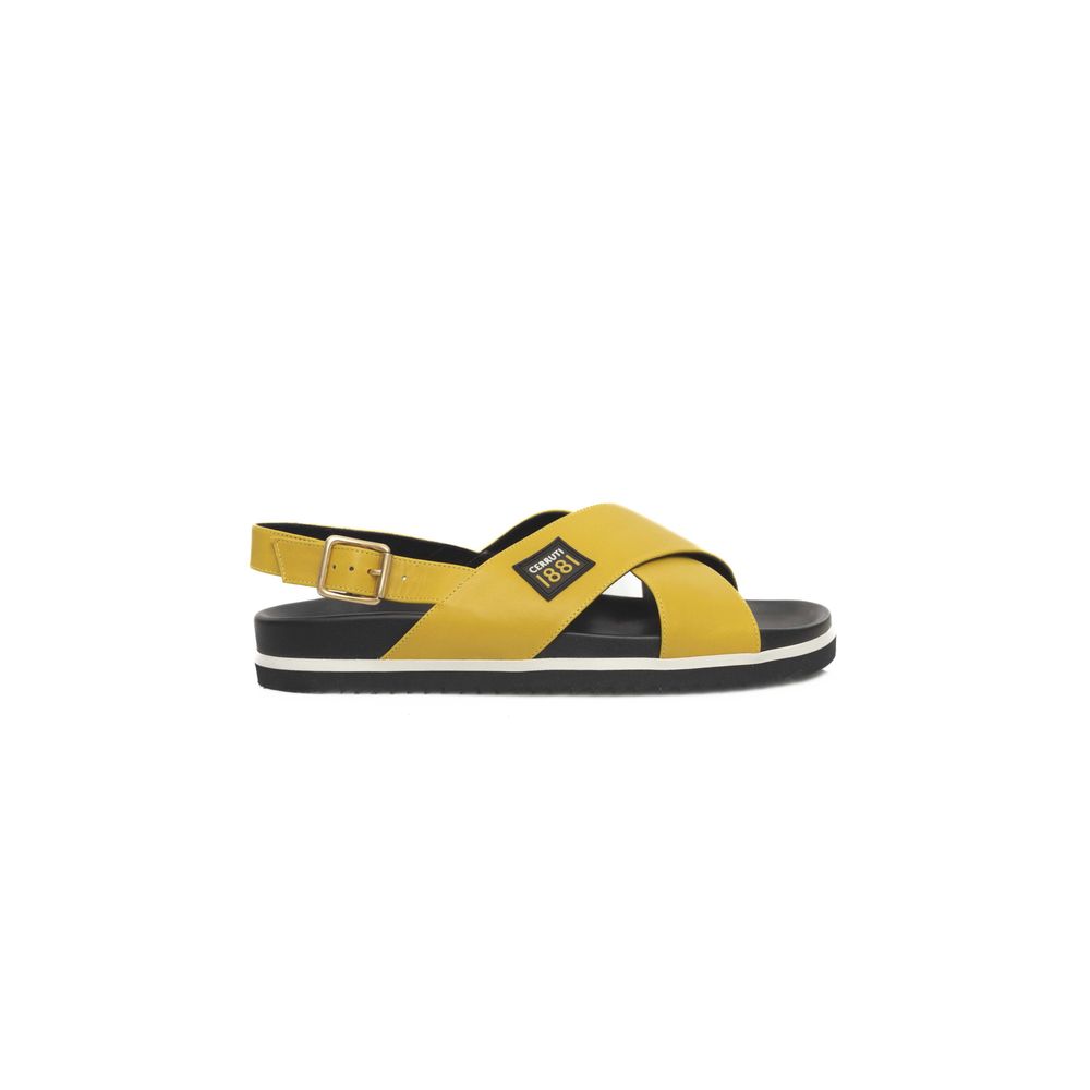 Cerruti 1881 Yellow Calfskin Women Sandal LUNESCAPE