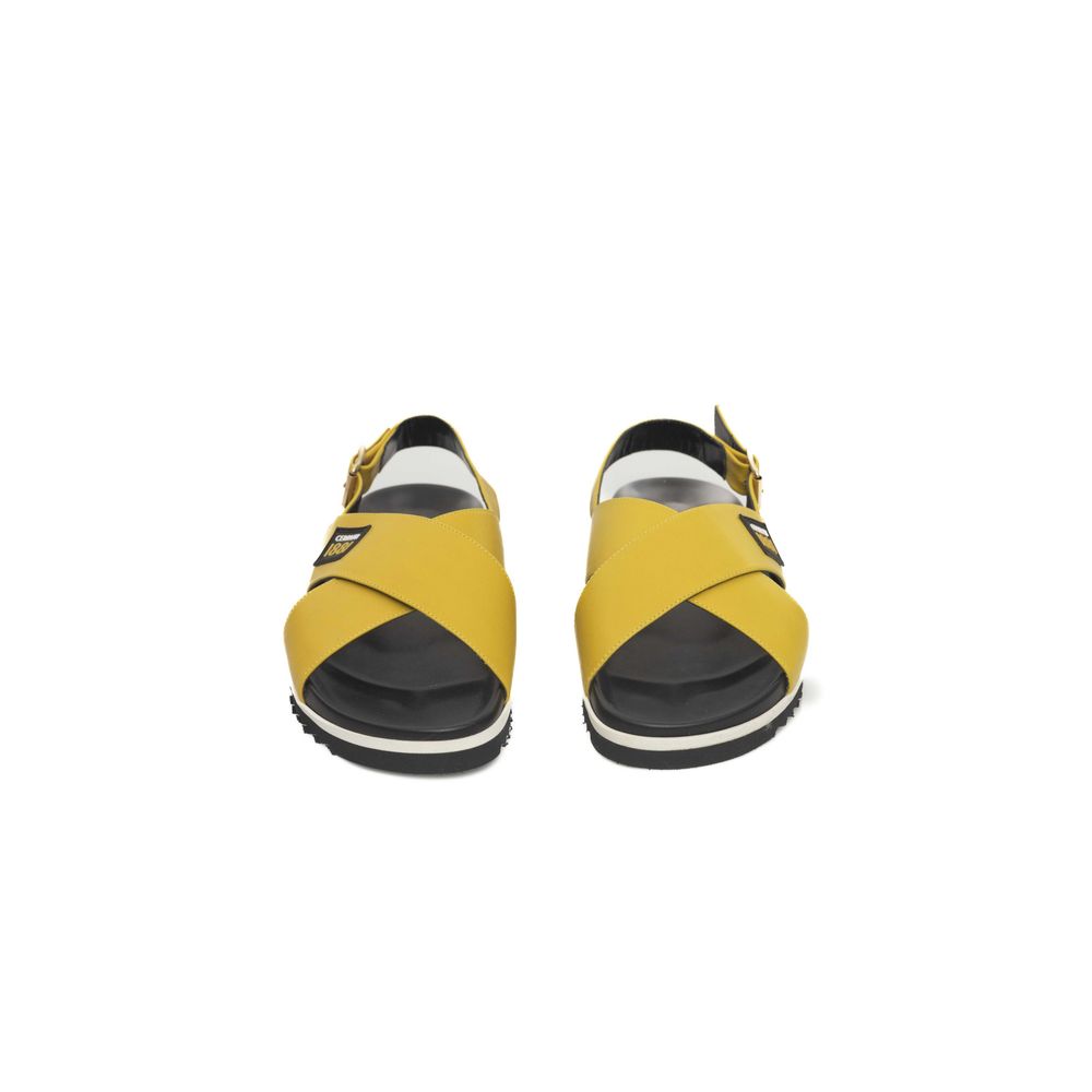 Cerruti 1881 Yellow Calfskin Women Sandal LUNESCAPE