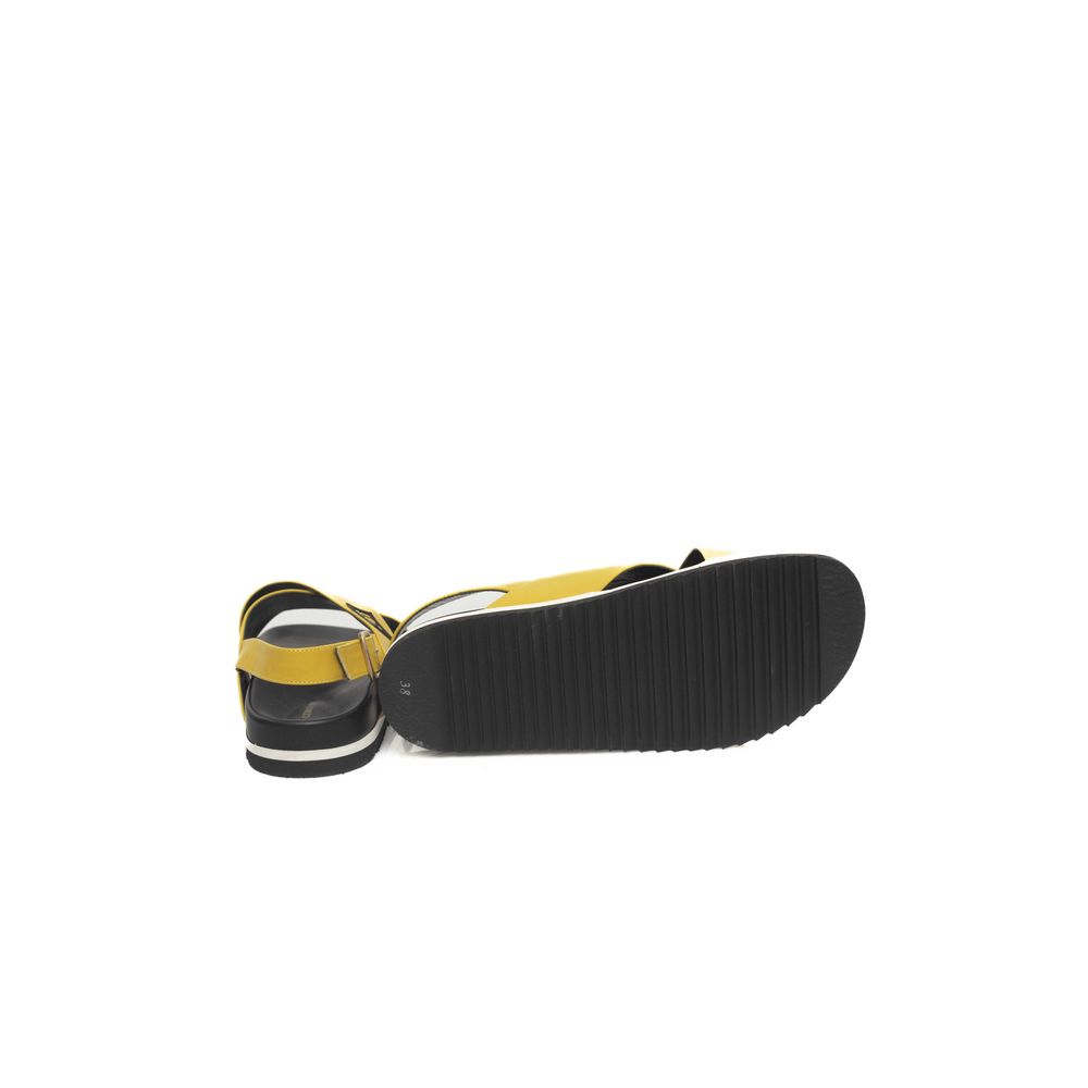 Cerruti 1881 Yellow Calfskin Women Sandal LUNESCAPE