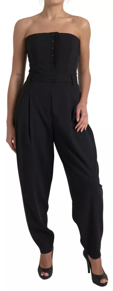 Dolce & Gabbana Black Wool Stretch Strapless Jumpsuit