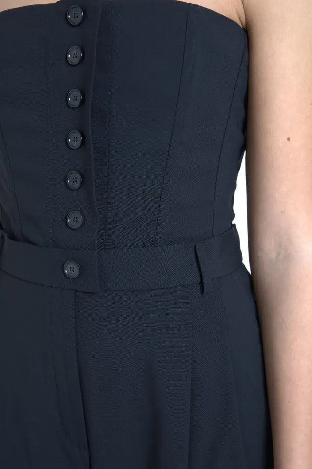 Dolce & Gabbana Black Wool Stretch Strapless Jumpsuit