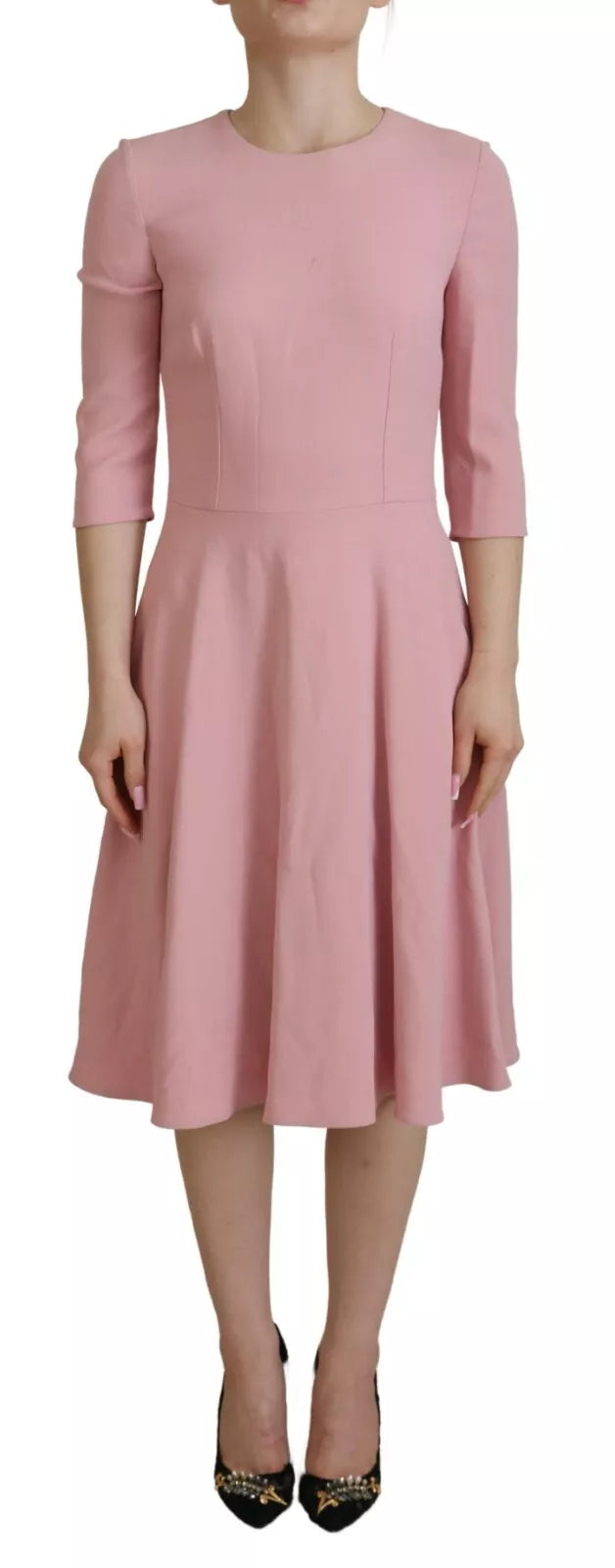 Dolce & Gabbana Pink A-line Flare Viscose 3/4 Sleeves Dress LUNESCAPE