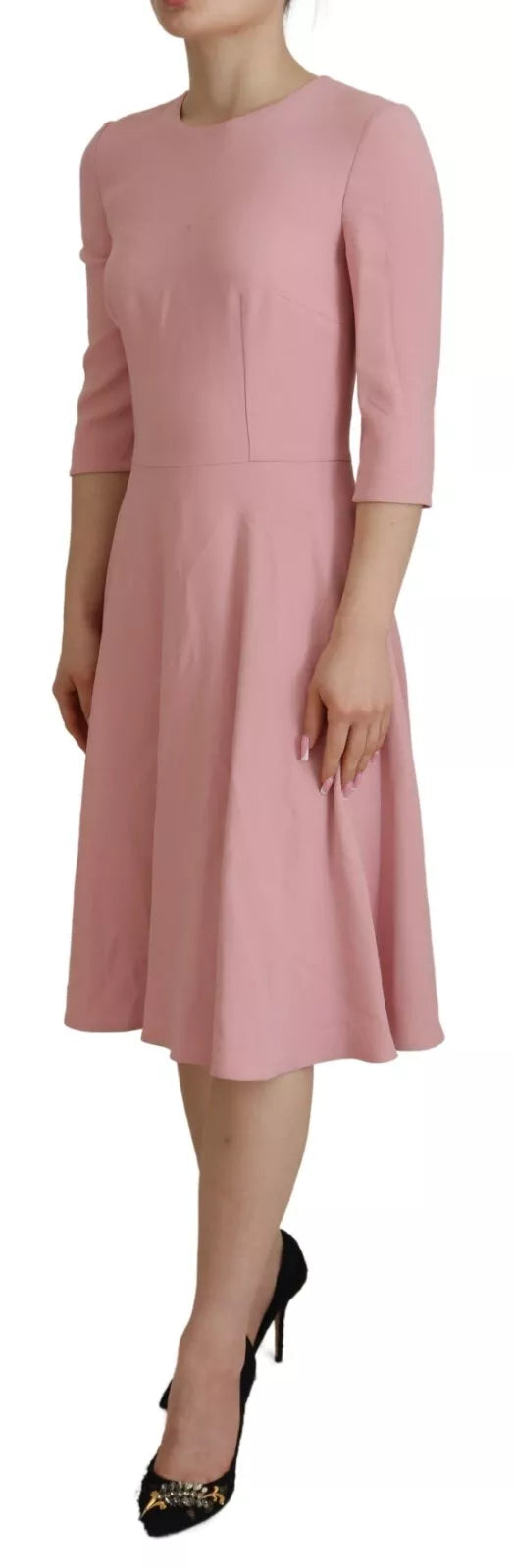 Dolce & Gabbana Pink A-line Flare Viscose 3/4 Sleeves Dress LUNESCAPE