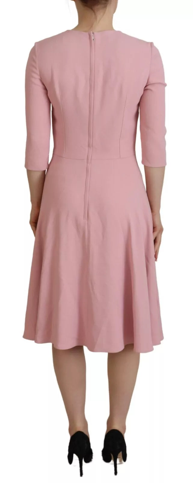 Dolce & Gabbana Pink A-line Flare Viscose 3/4 Sleeves Dress LUNESCAPE