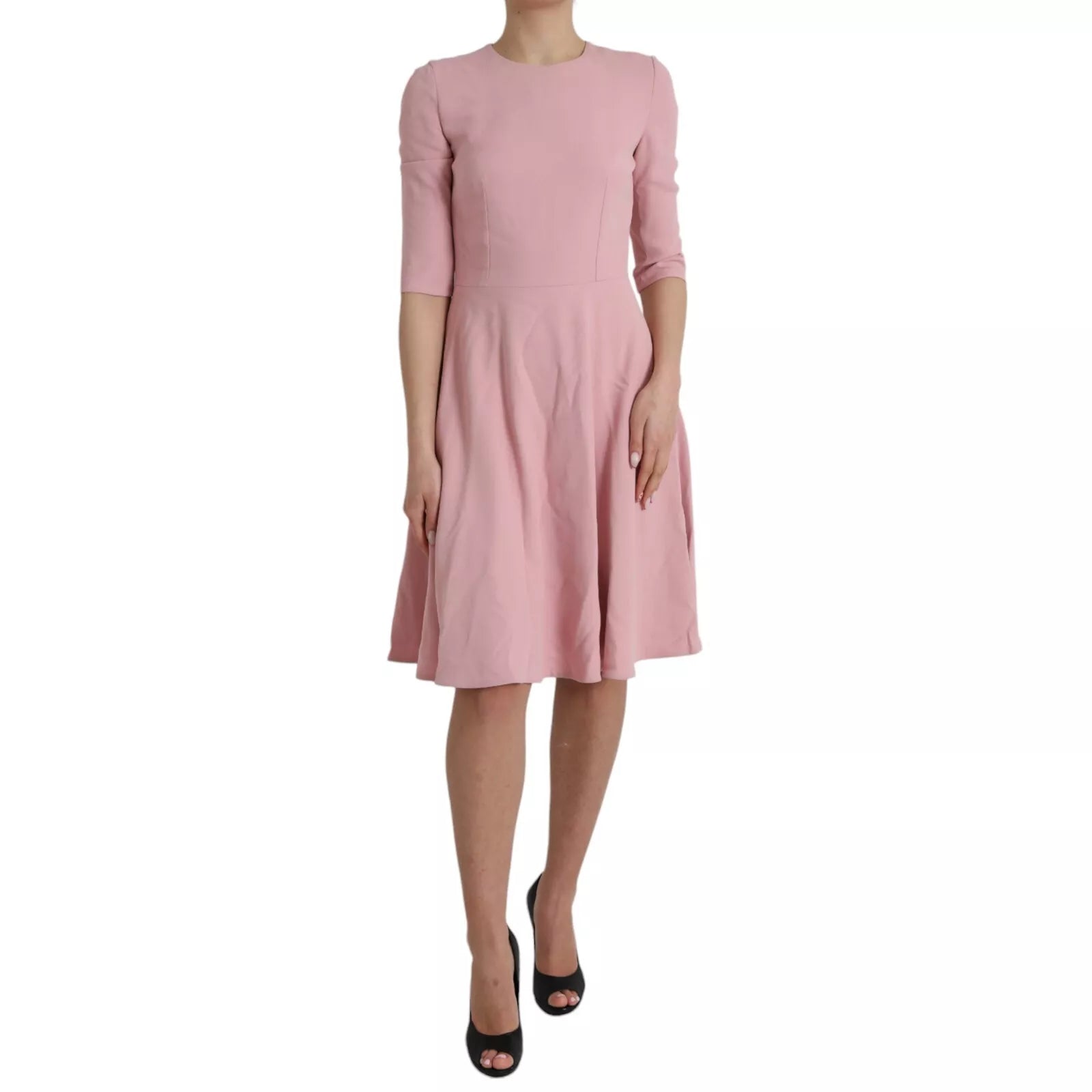 Dolce & Gabbana Pink A-line Flare Viscose Short Sleeves Dress LUNESCAPE
