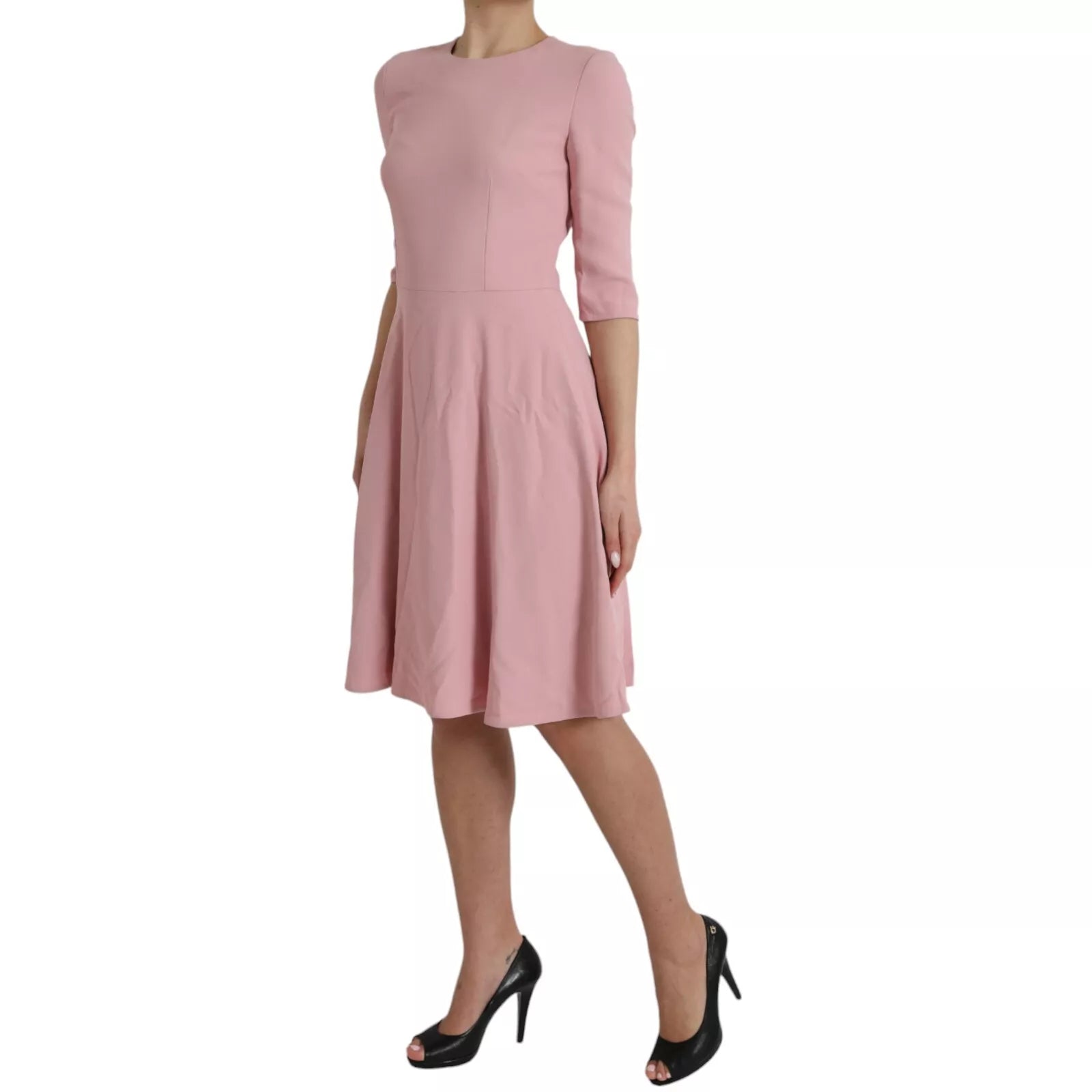 Dolce & Gabbana Pink A-line Flare Viscose Short Sleeves Dress LUNESCAPE