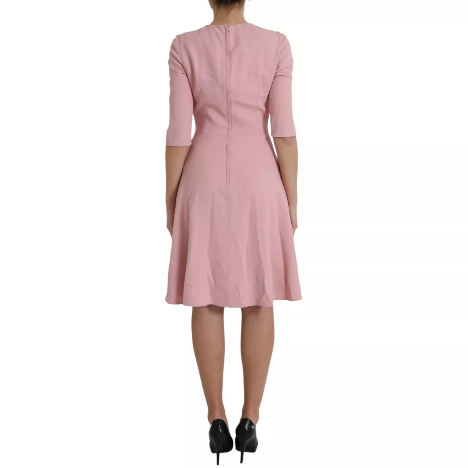 Dolce & Gabbana Pink A-line Flare Viscose Short Sleeves Dress LUNESCAPE