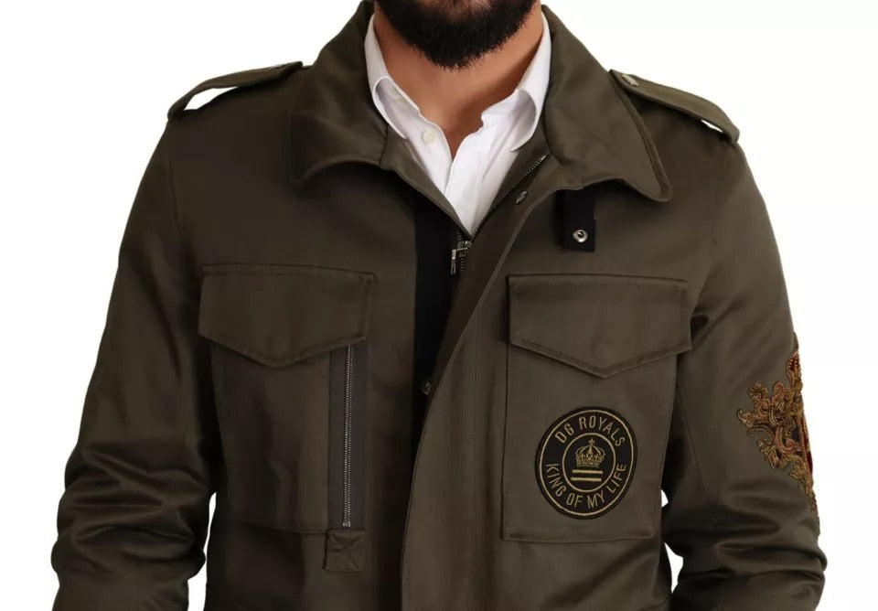 Dolce & Gabbana Green Cotton DG Love Utility Coat