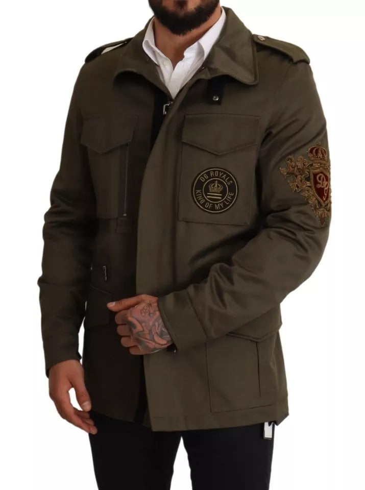 Dolce & Gabbana Green Cotton DG Love Utility Coat