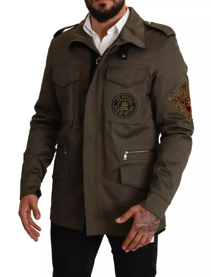 Dolce & Gabbana Green Cotton DG Love Utility Coat