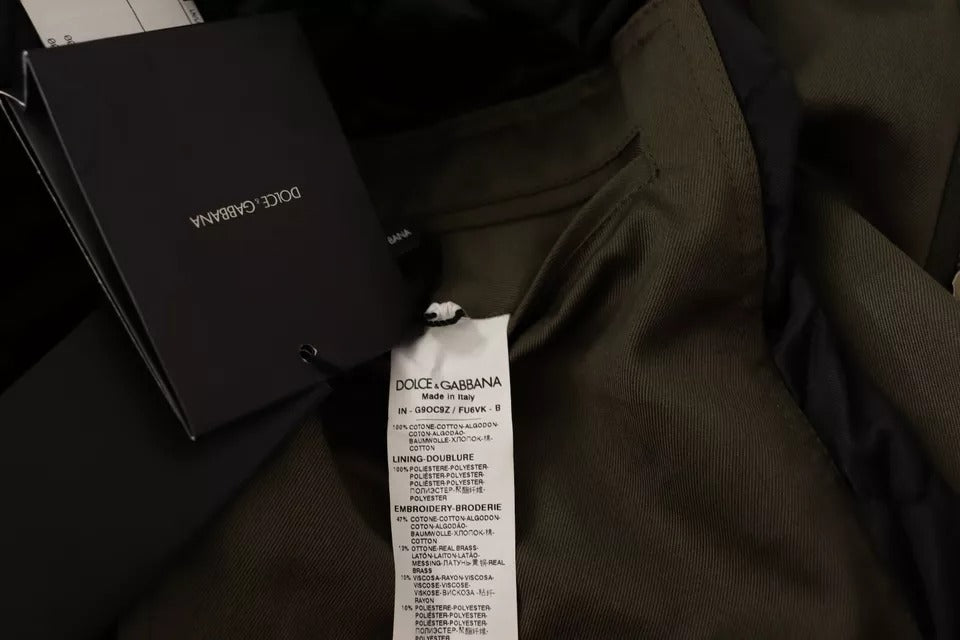 Dolce & Gabbana Green Cotton DG Love Utility Coat